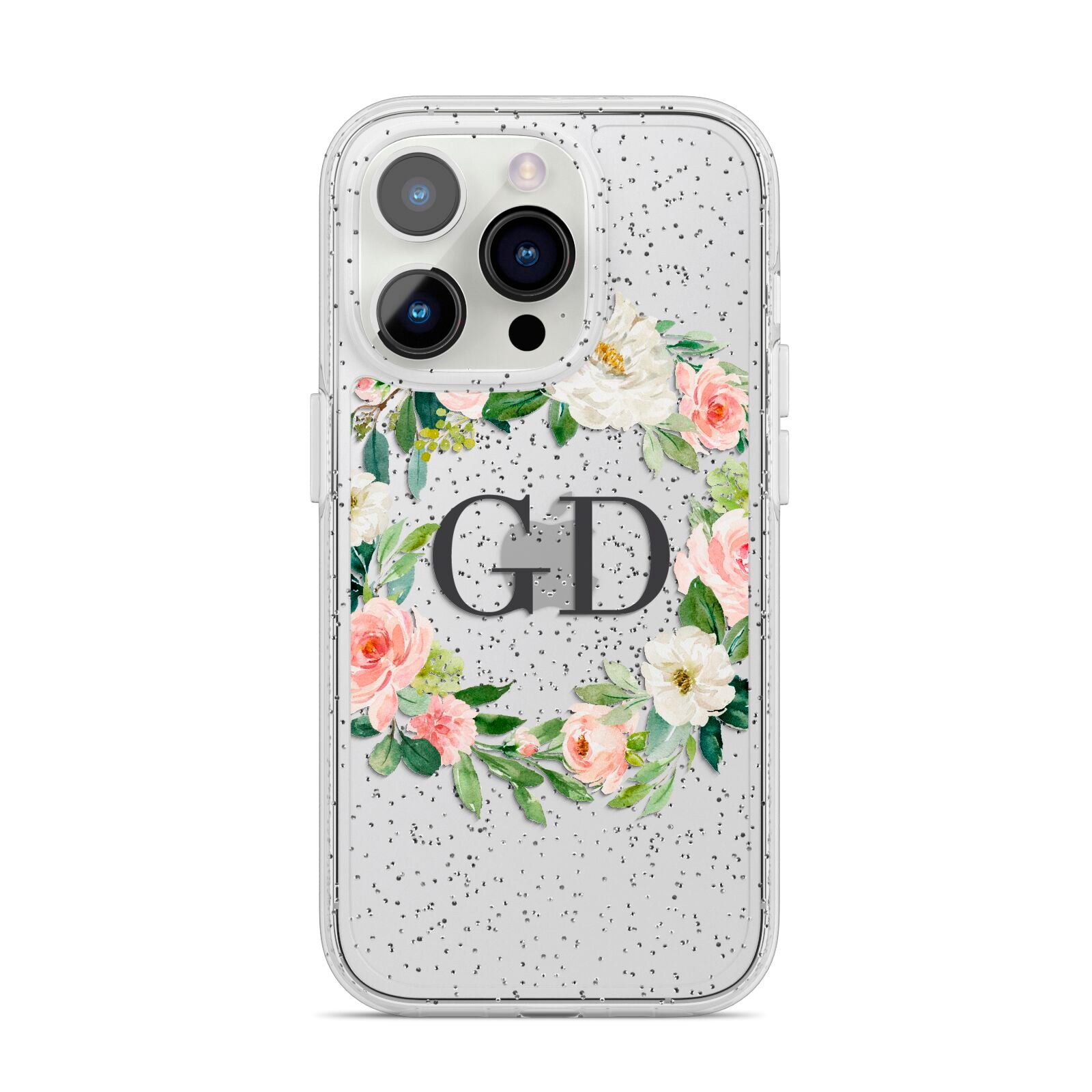 Personalised floral wreath iPhone 14 Pro Glitter Tough Case Silver