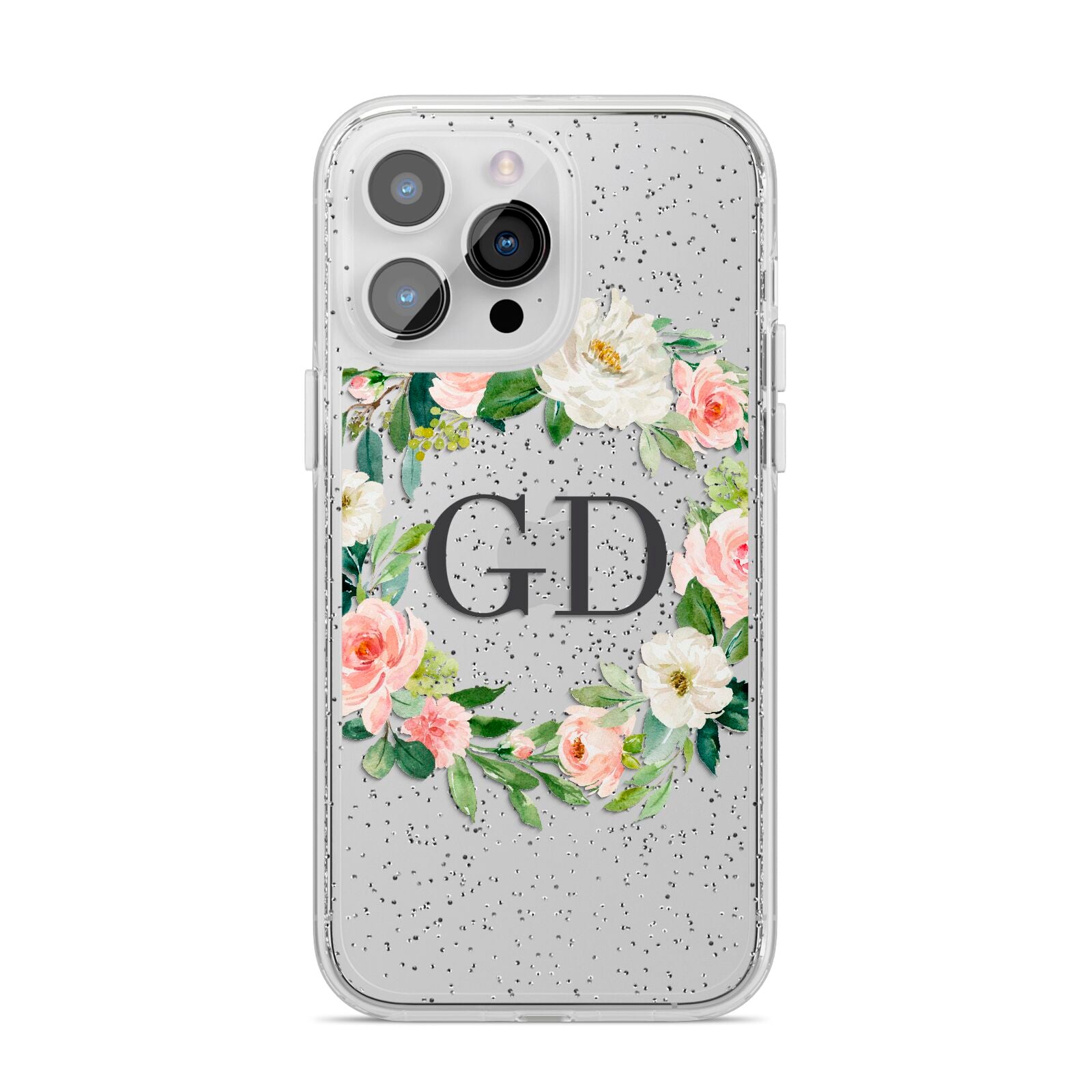 Personalised floral wreath iPhone 14 Pro Max Glitter Tough Case Silver
