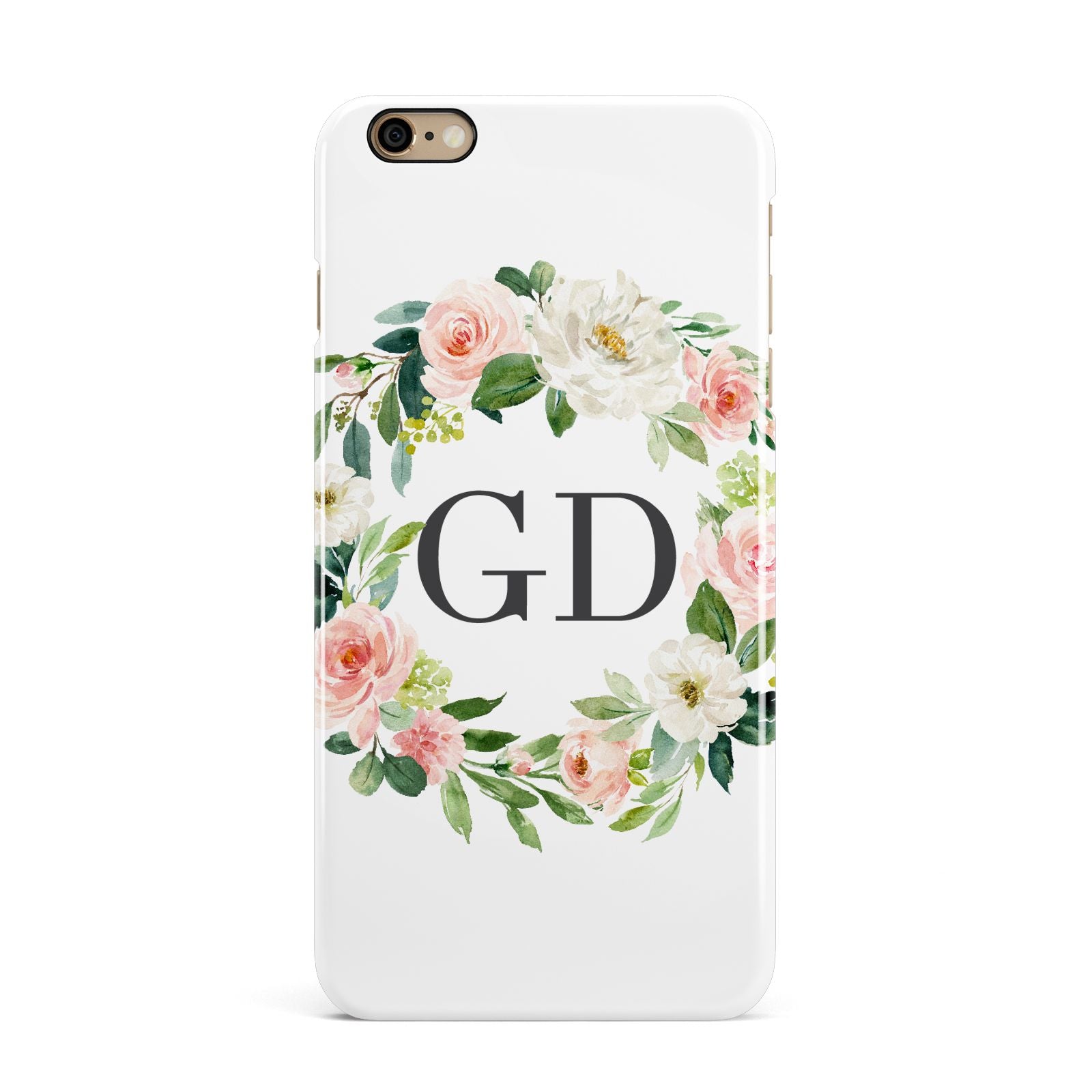 Personalised floral wreath iPhone 6 Plus 3D Snap Case on Gold Phone