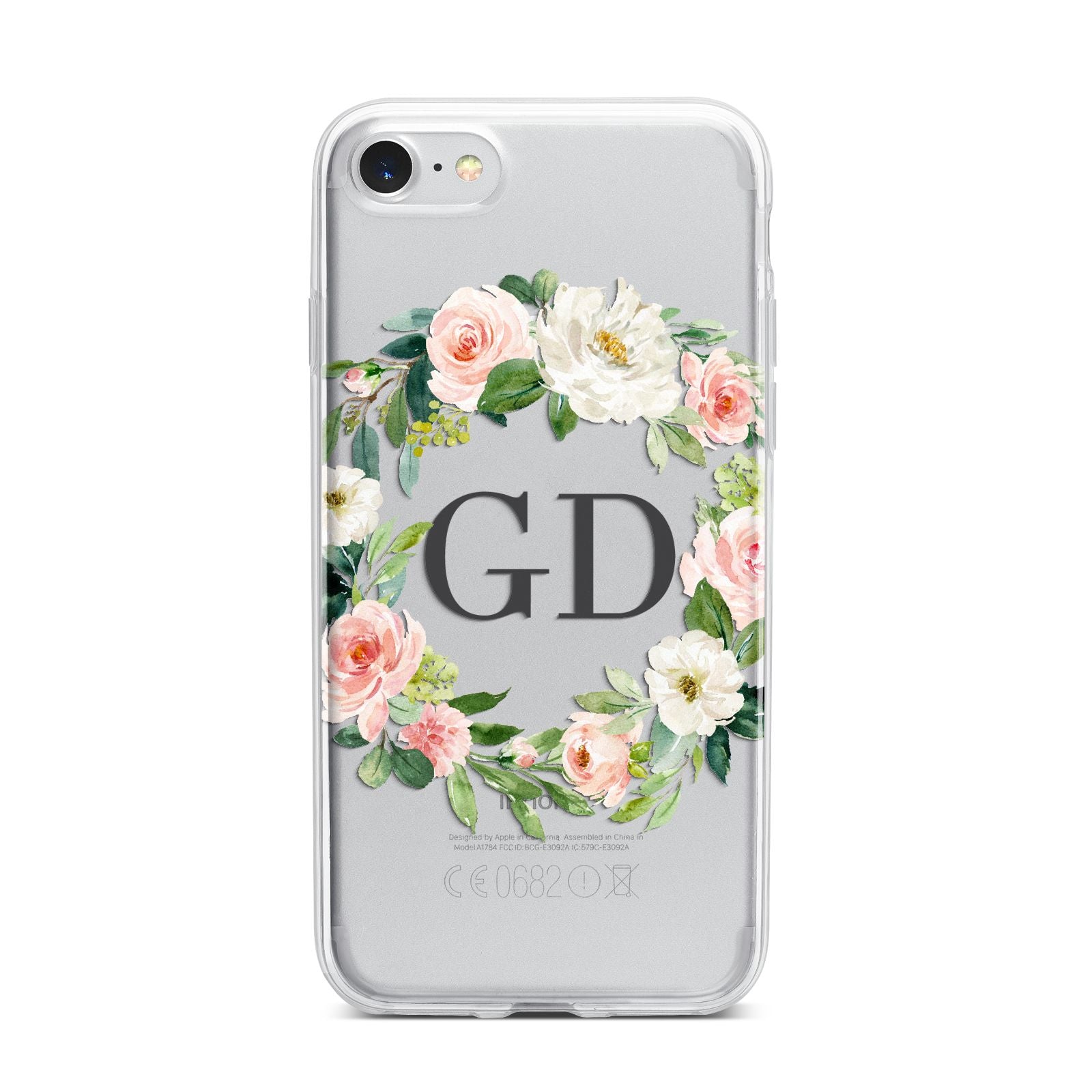 Personalised floral wreath iPhone 7 Bumper Case on Silver iPhone