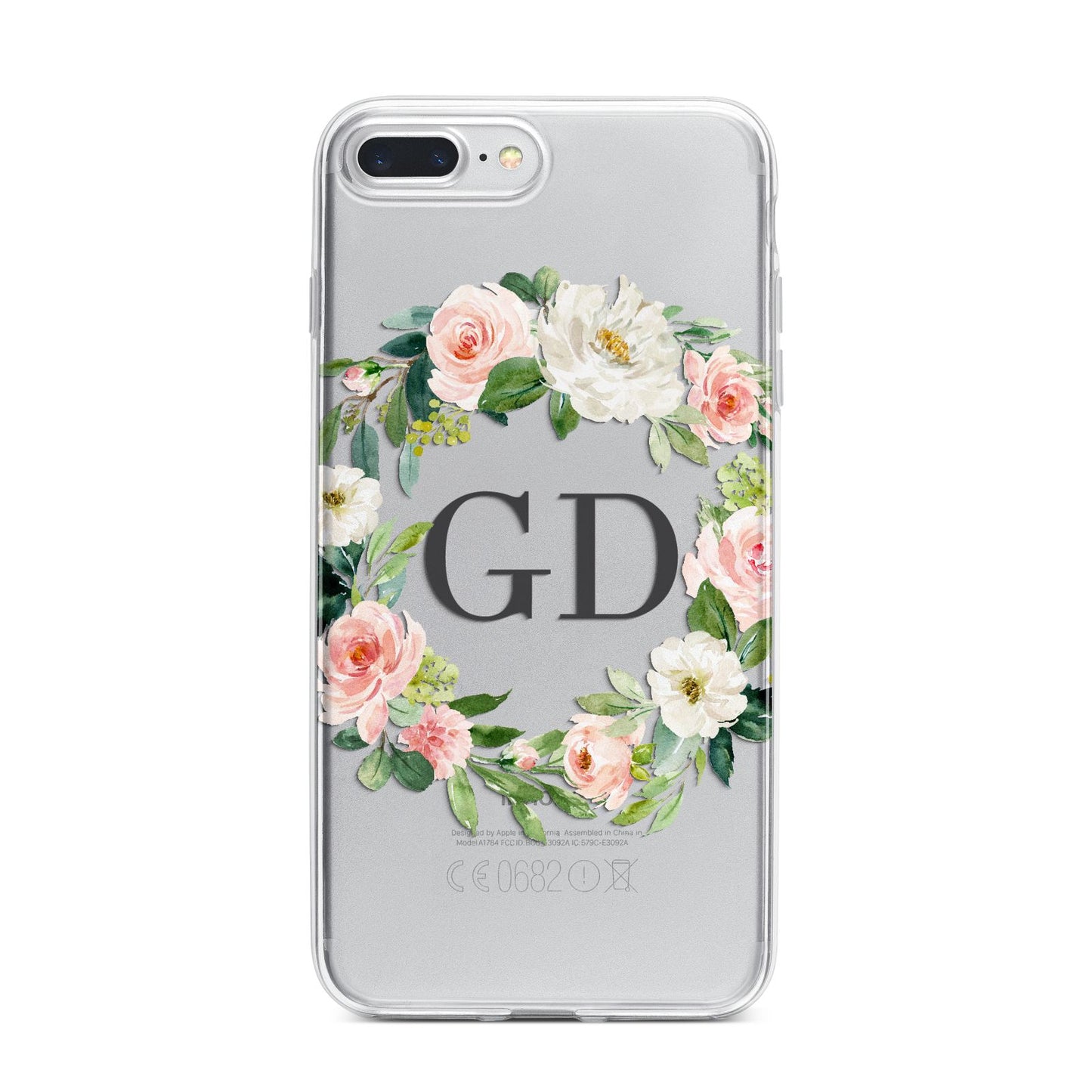Personalised floral wreath iPhone 7 Plus Bumper Case on Silver iPhone