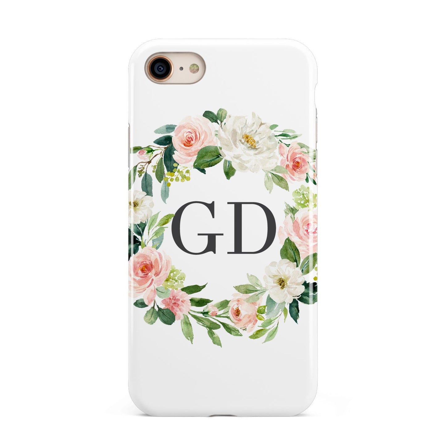Personalised floral wreath iPhone 8 3D Tough Case on Gold Phone