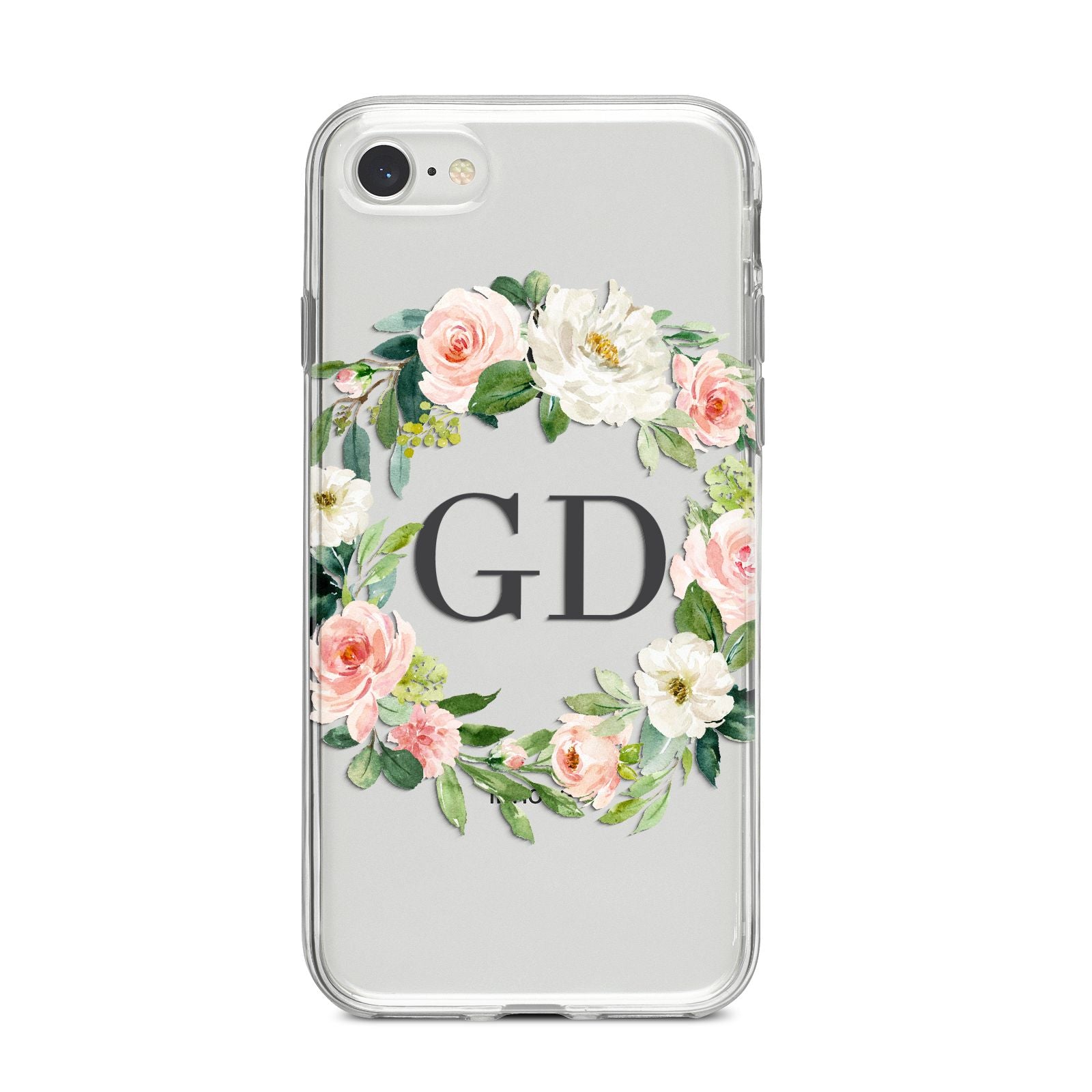 Personalised floral wreath iPhone 8 Bumper Case on Silver iPhone