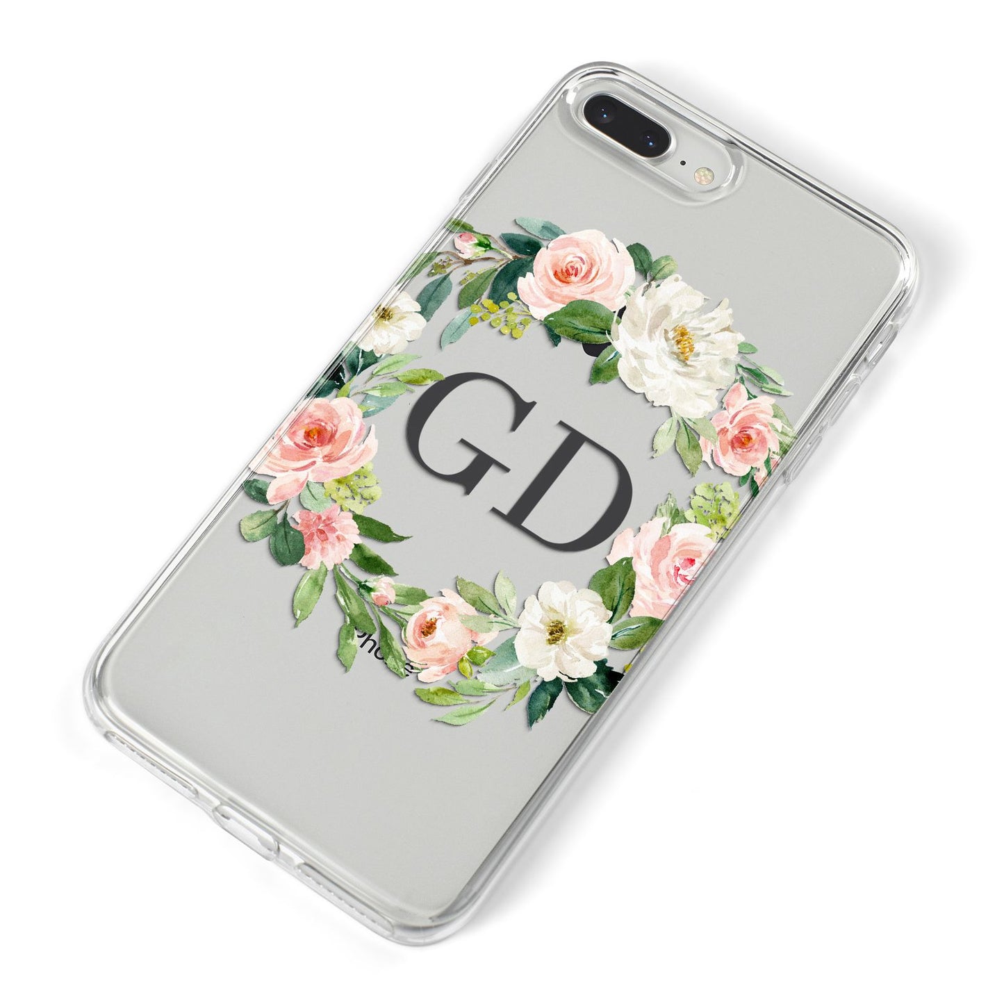 Personalised floral wreath iPhone 8 Plus Bumper Case on Silver iPhone Alternative Image