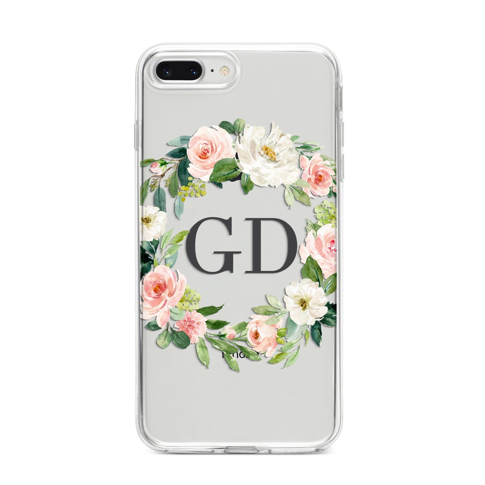 Personalised floral wreath iPhone 8 Plus Bumper Case on Silver iPhone