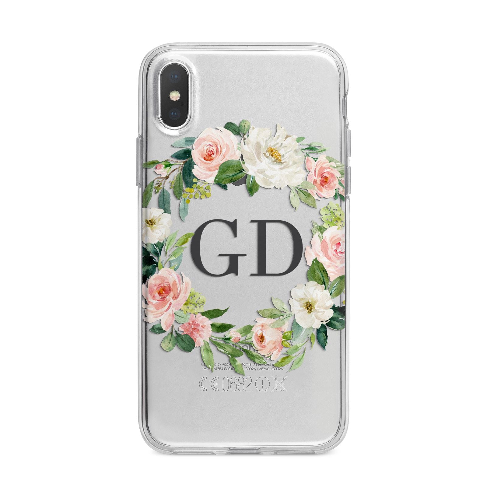 Personalised floral wreath iPhone X Bumper Case on Silver iPhone Alternative Image 1