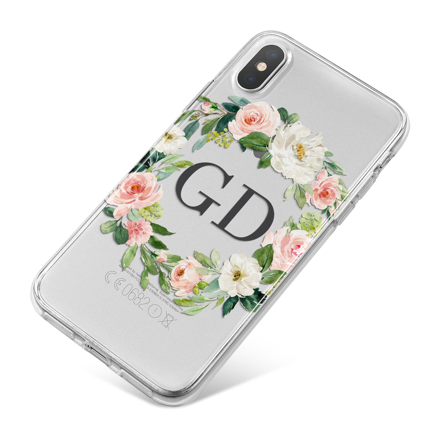 Personalised floral wreath iPhone X Bumper Case on Silver iPhone