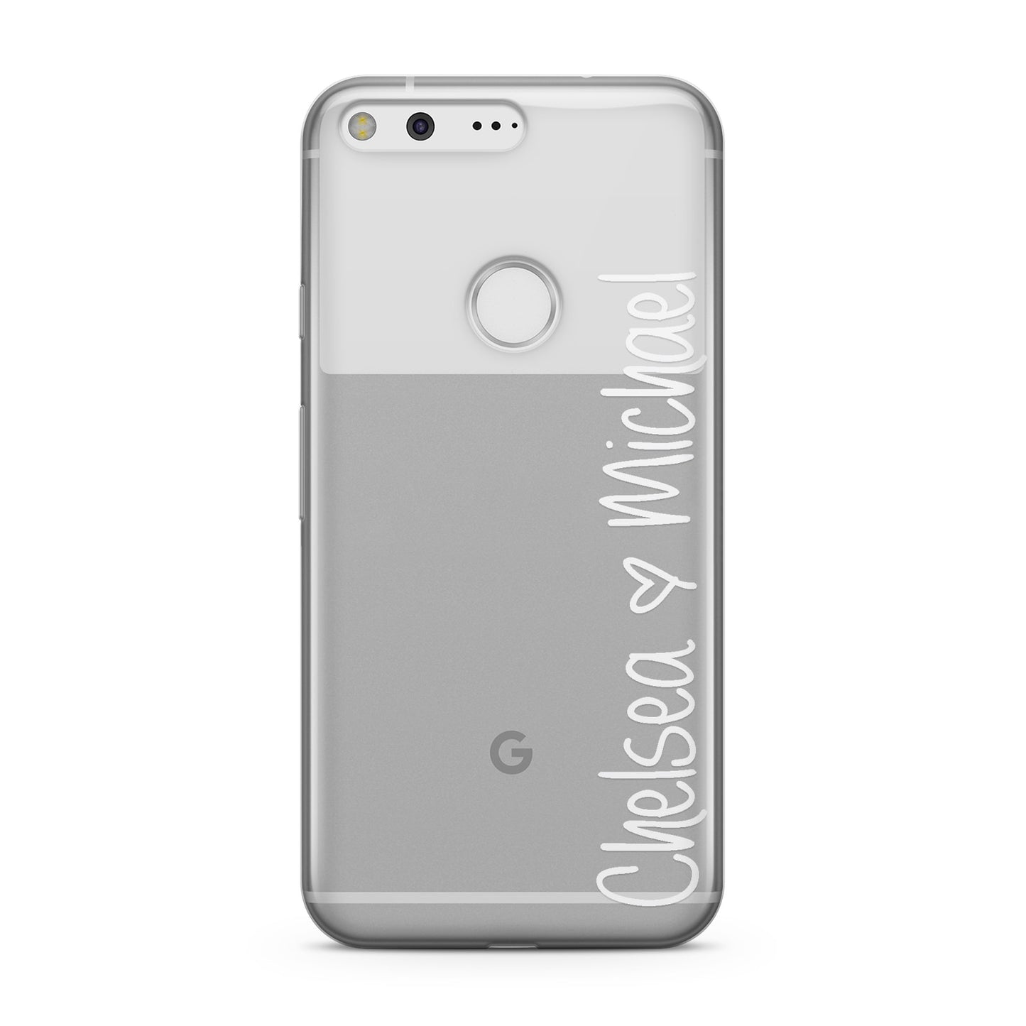 Personalised Couples Names Handwritten White Clear Google Case