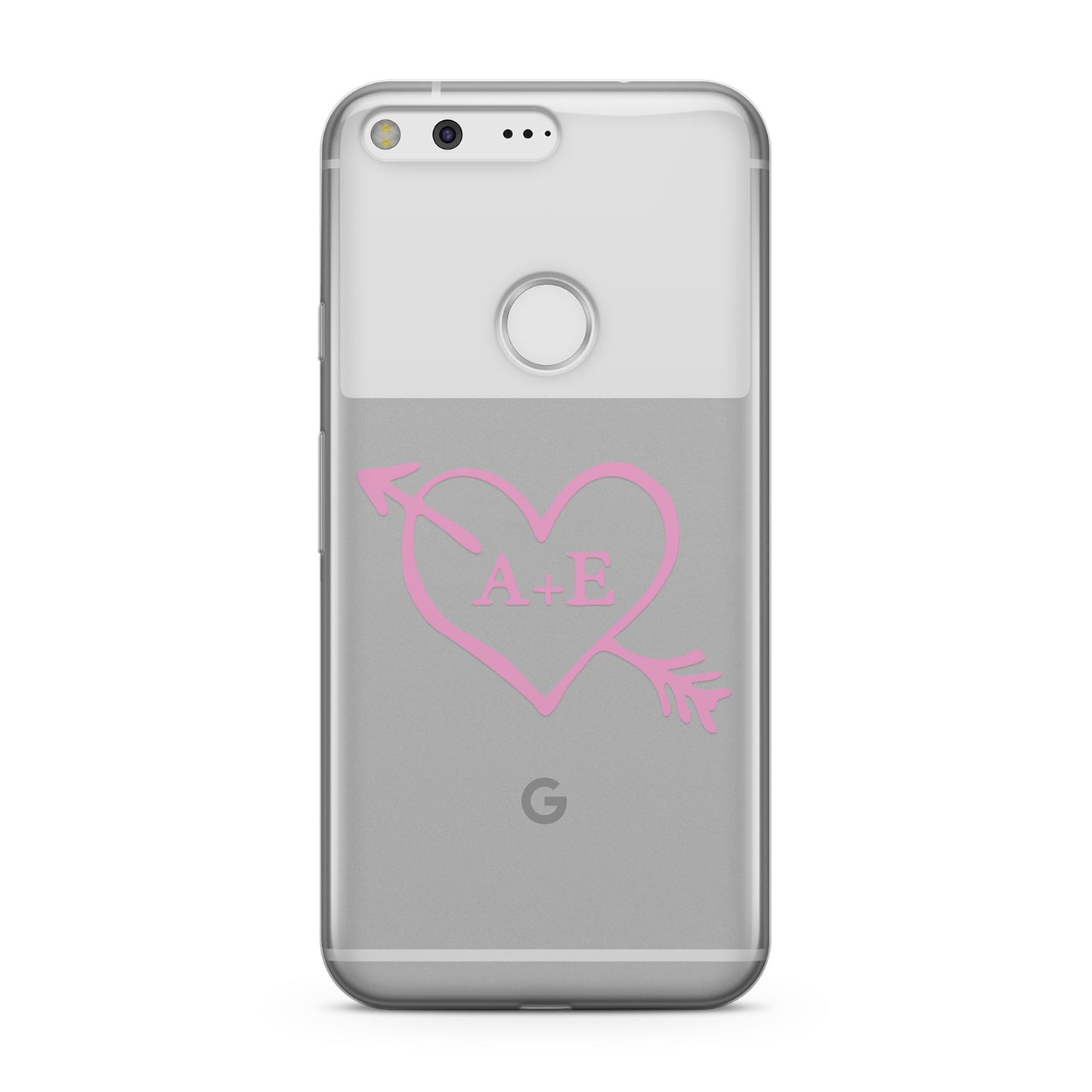 Personalised Couples Pink Initials Arrow Clear Google Case