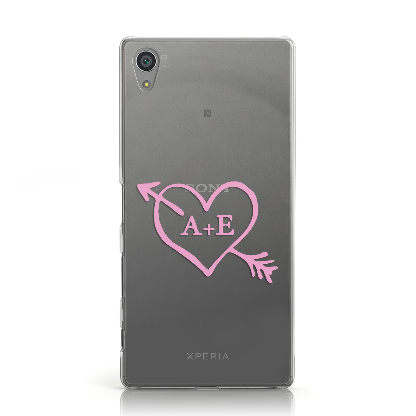 Personalised Couples Pink Initials Arrow Clear Sony Xperia Case