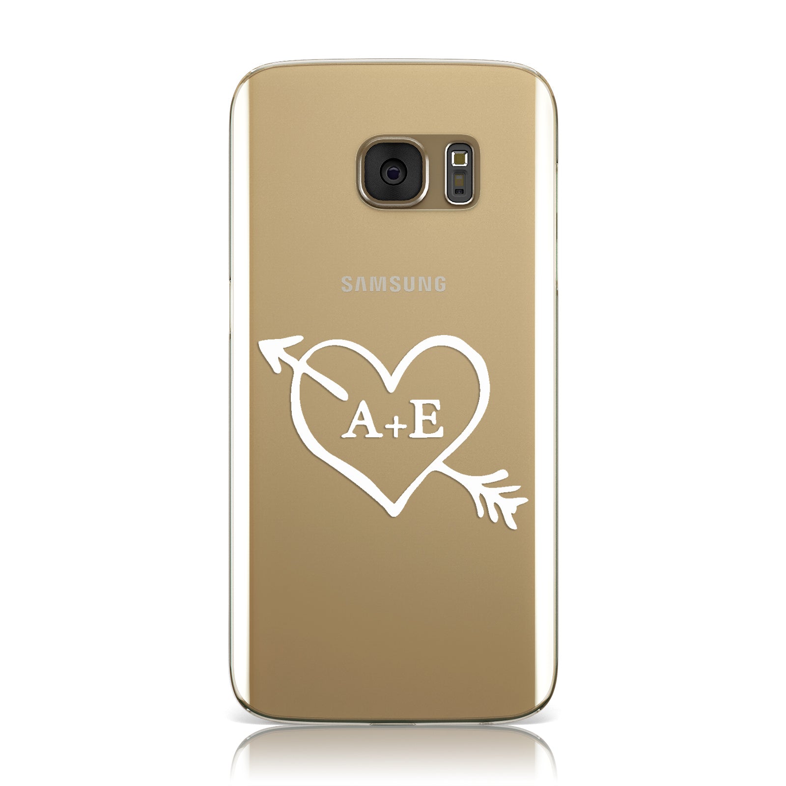 Personalised Couples White Initials Arrow Clear Samsung Galaxy Case