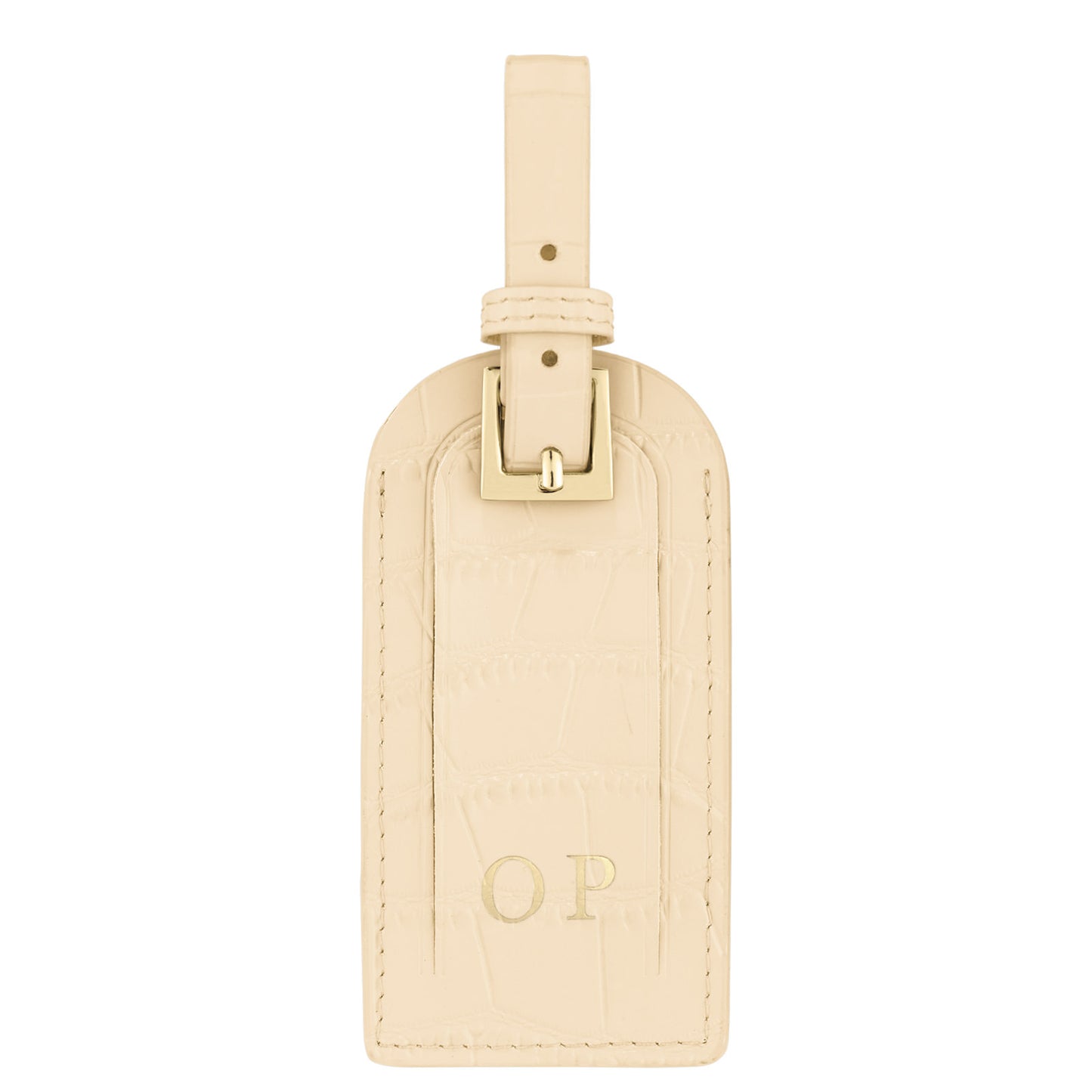 Personalised Ivory Croc Leather Luggage Tag