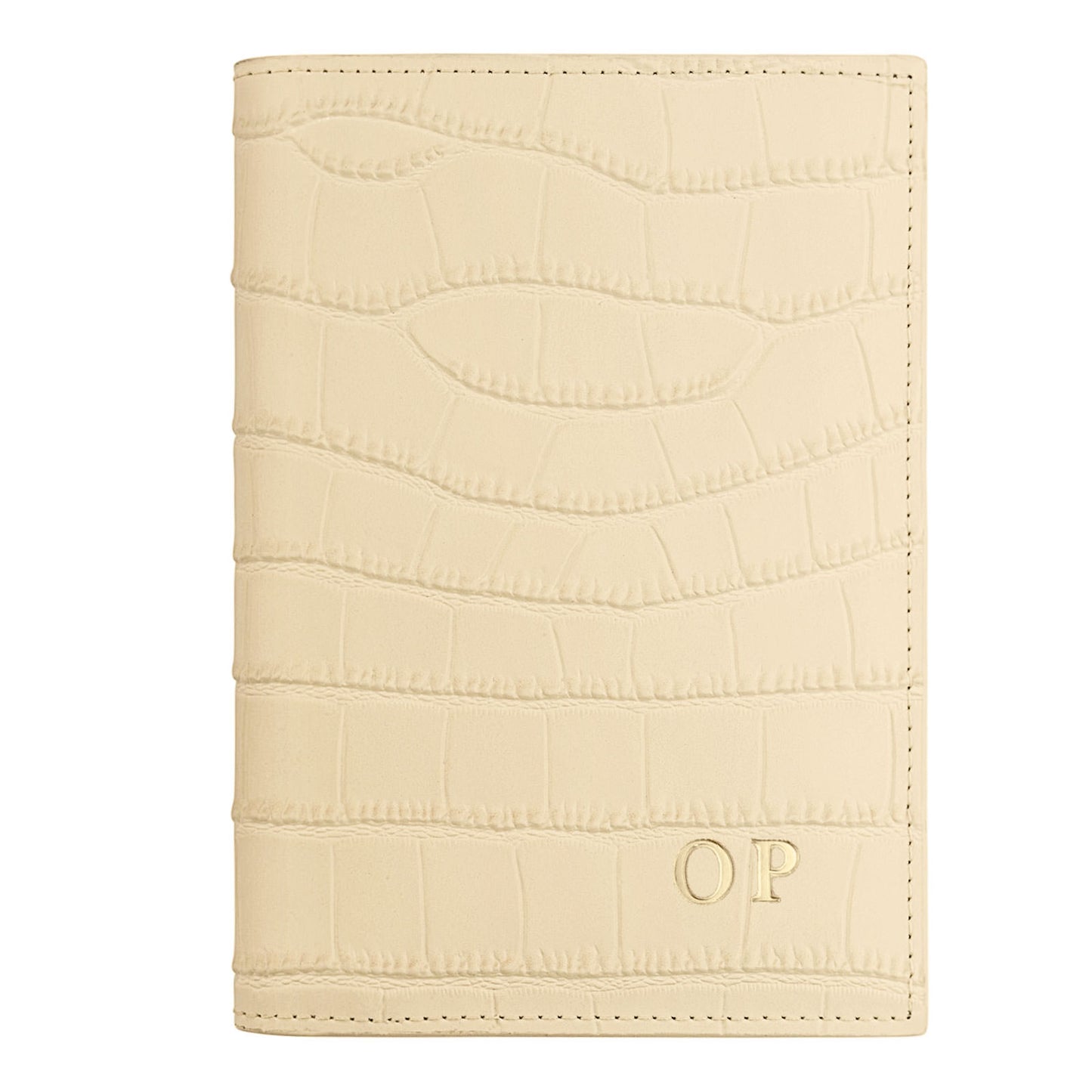 Personalised Ivory Croc Leather Passport Holder