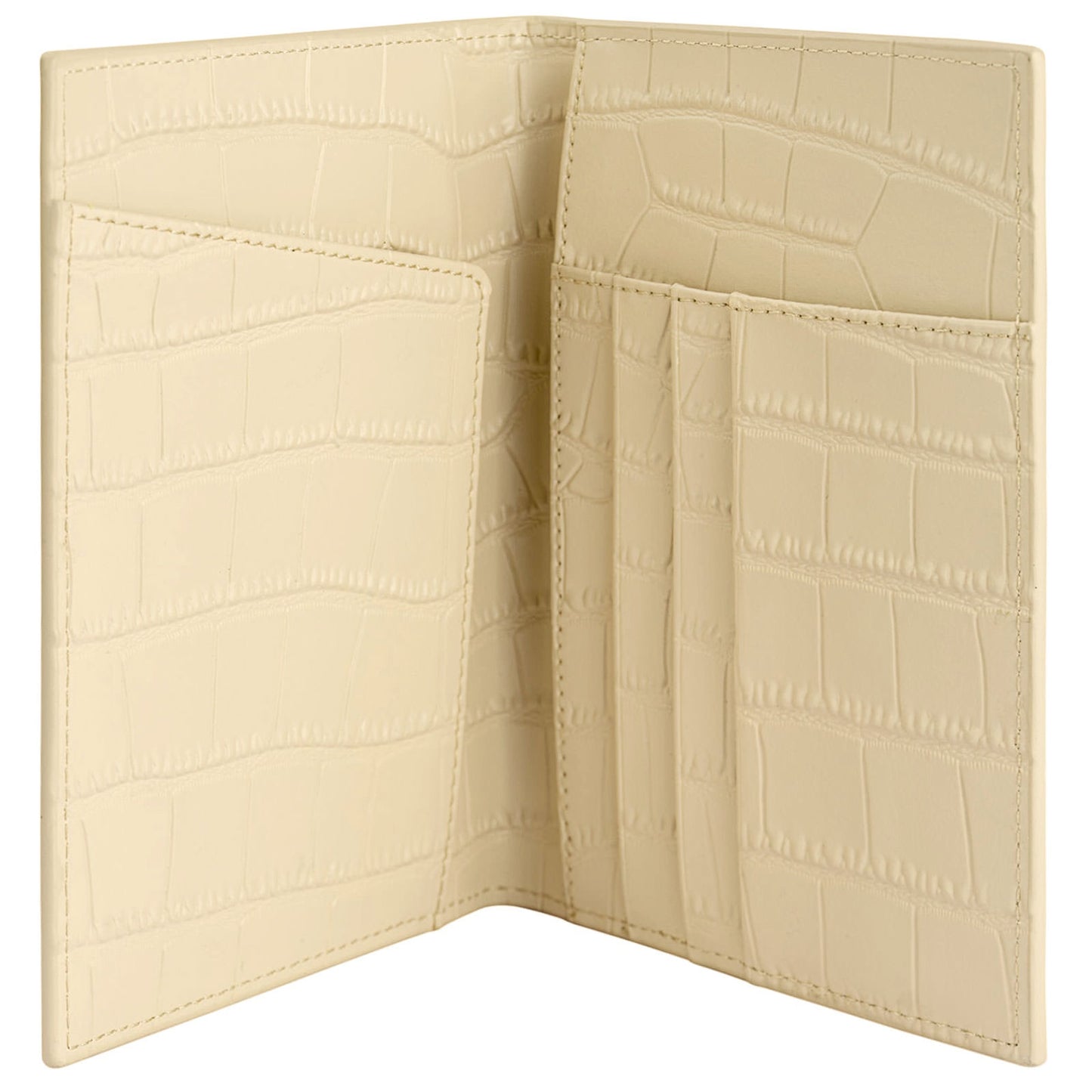 Personalised Ivory Croc Leather Passport Holder Inside Pockets