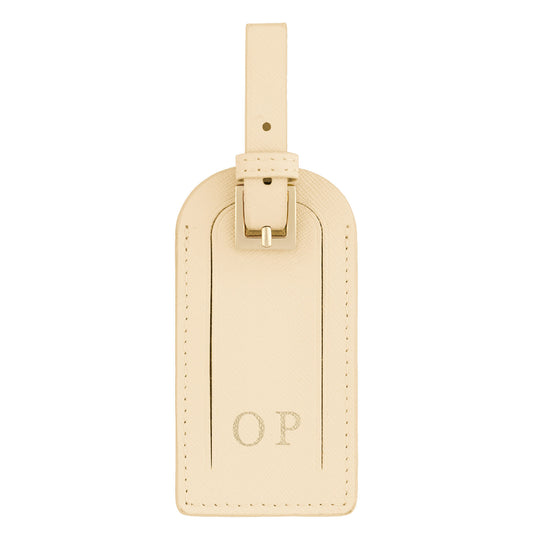 Personalised Ivory Saffiano Leather Luggage Tag