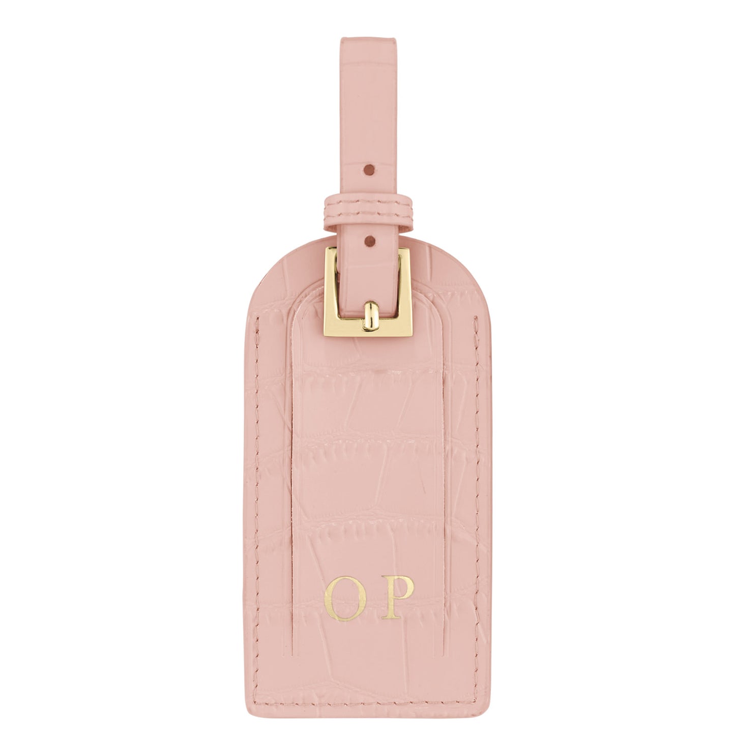 Personalised Pale Pink Croc Leather Luggage Tag