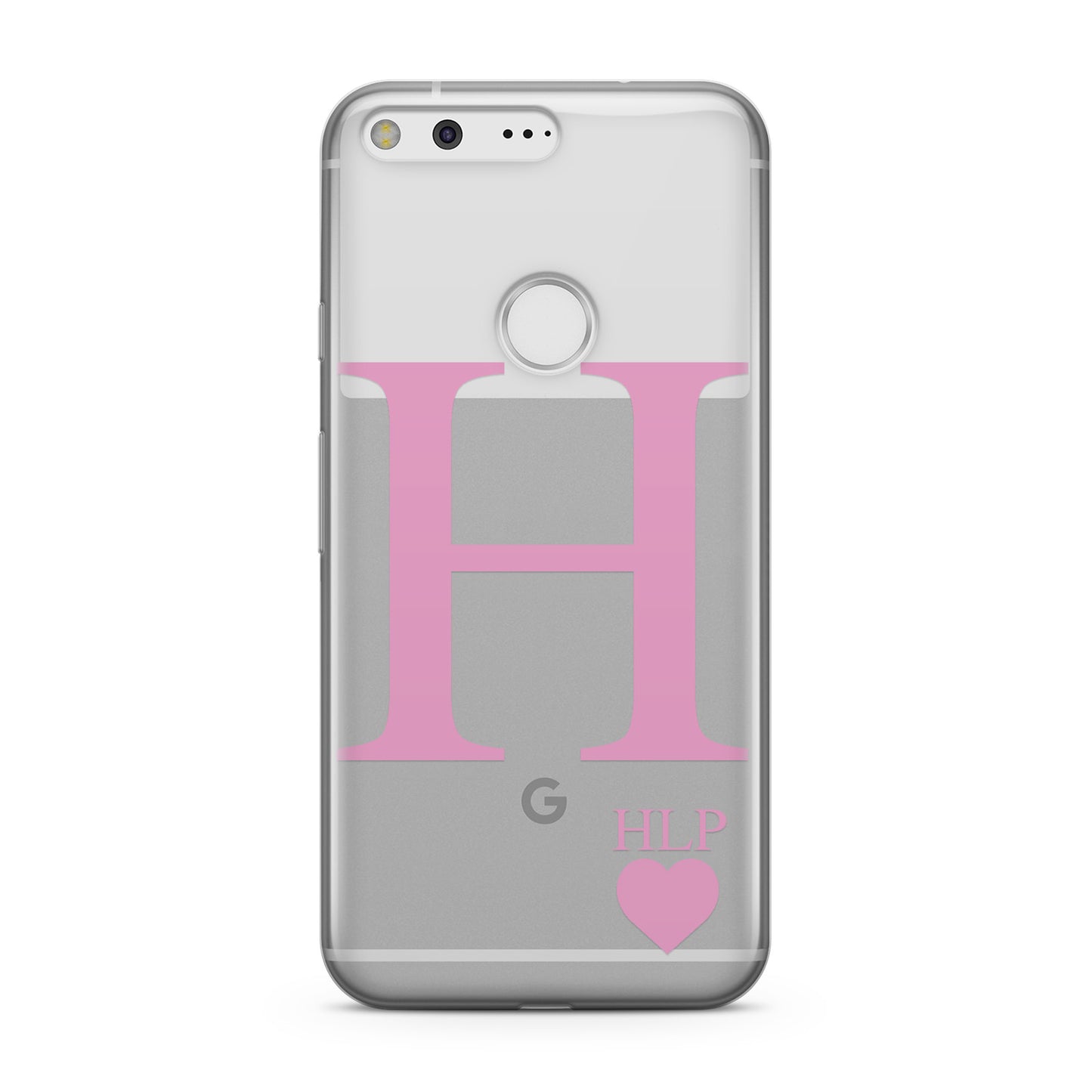 Personalised Pink Big Initial & 3 Small Clear Google Case