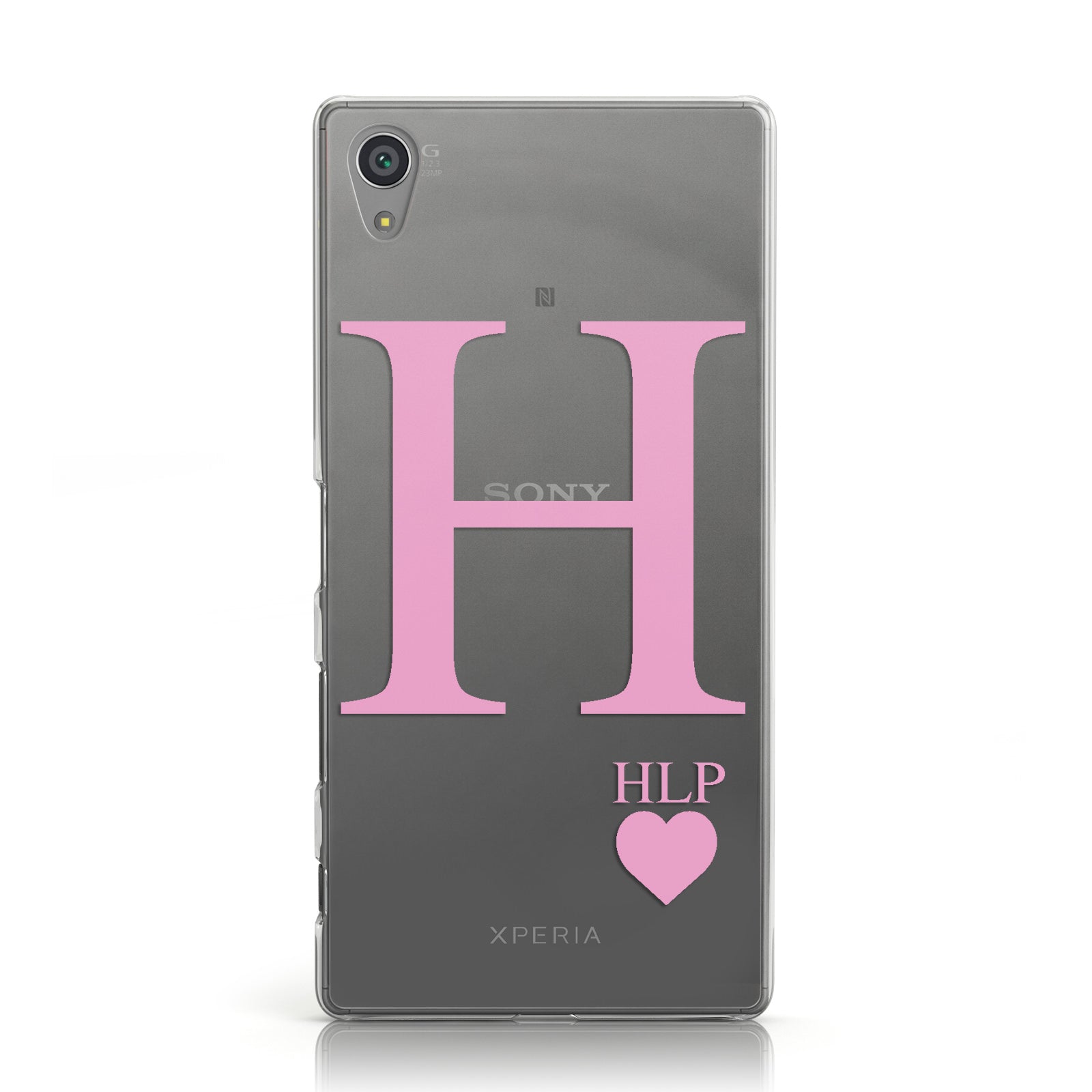 Personalised Pink Big Initial & 3 Small Clear Sony Xperia Case