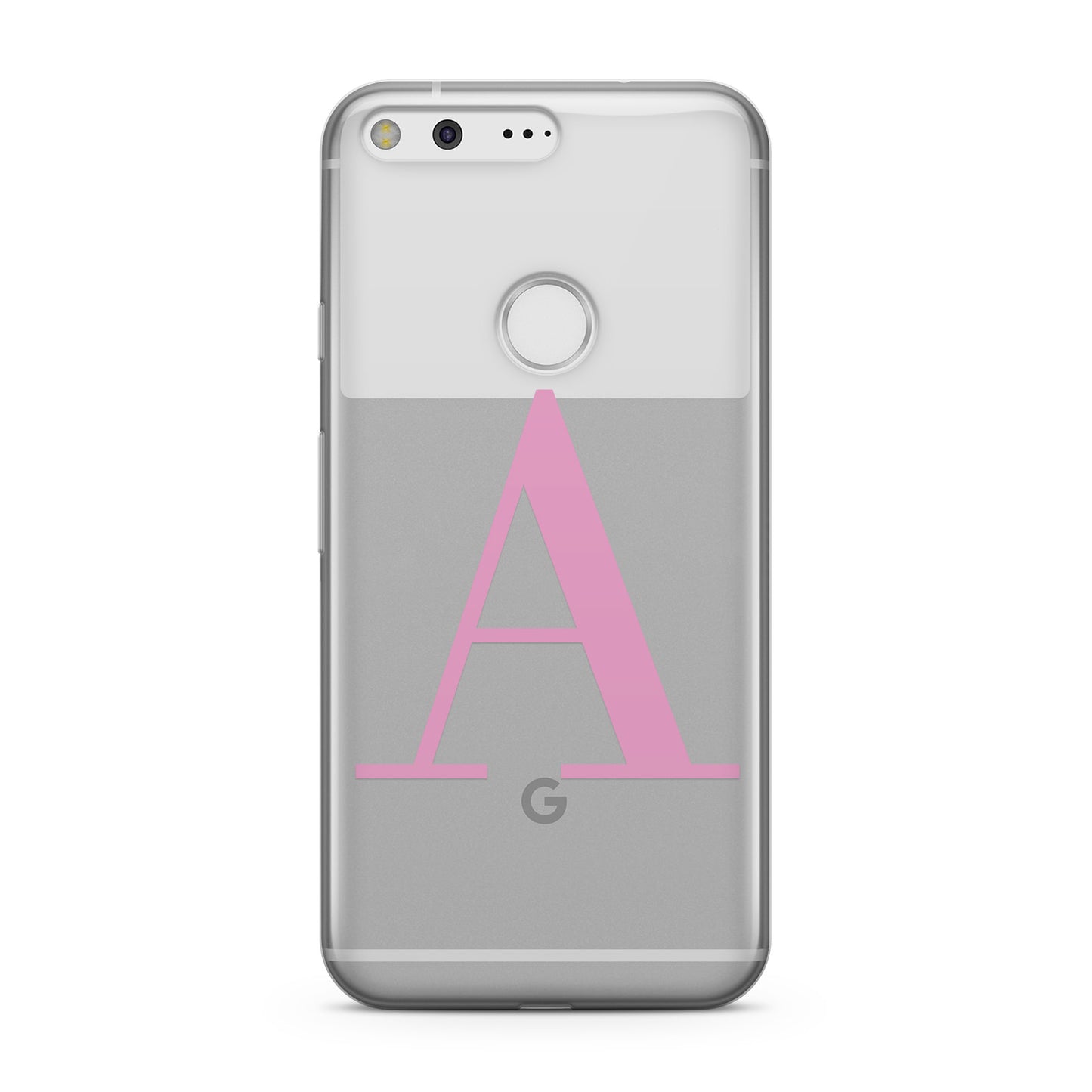 Personalised Pink Big Initial Clear Custom Google Case