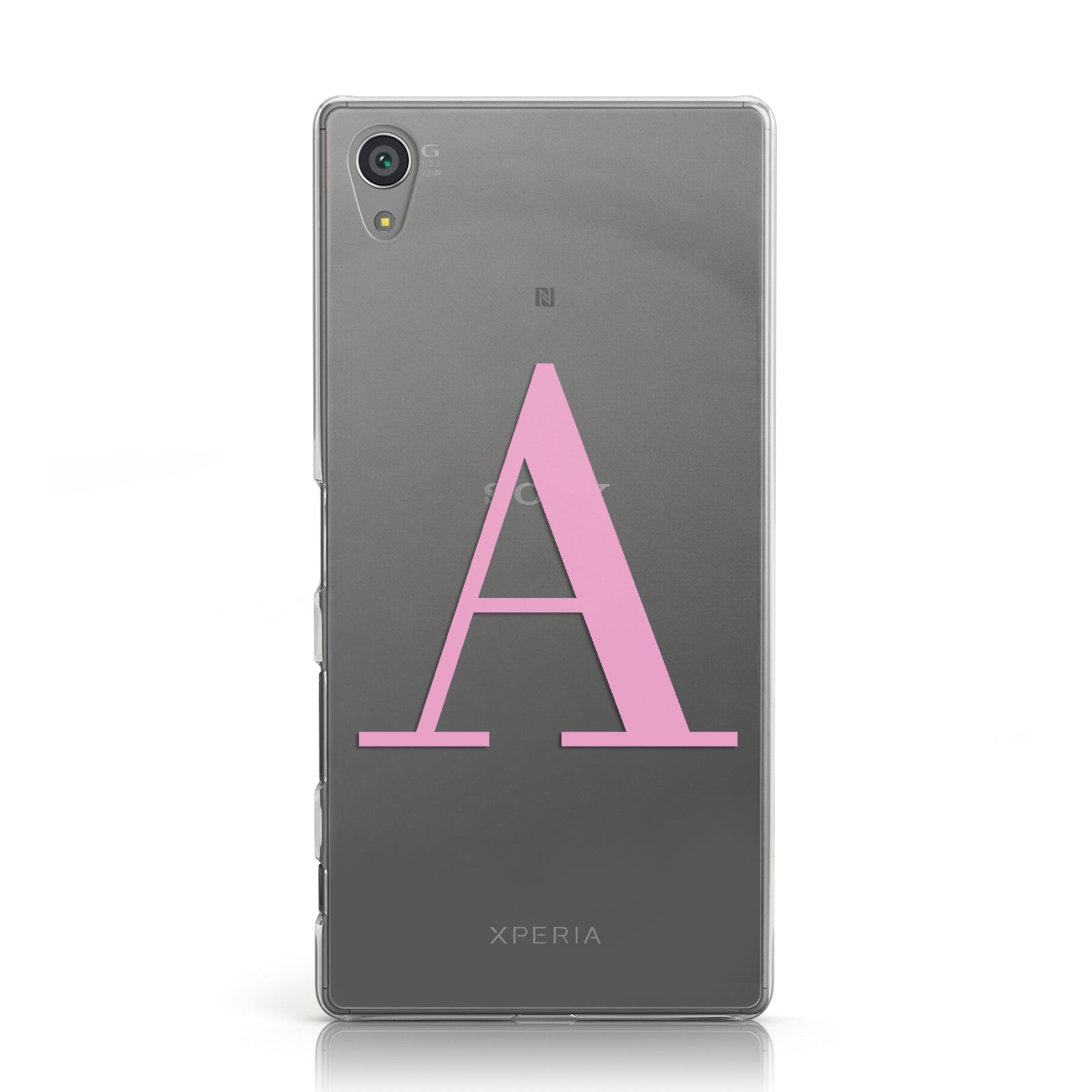 Personalised Pink Big Initial Clear Custom Sony Xperia Case
