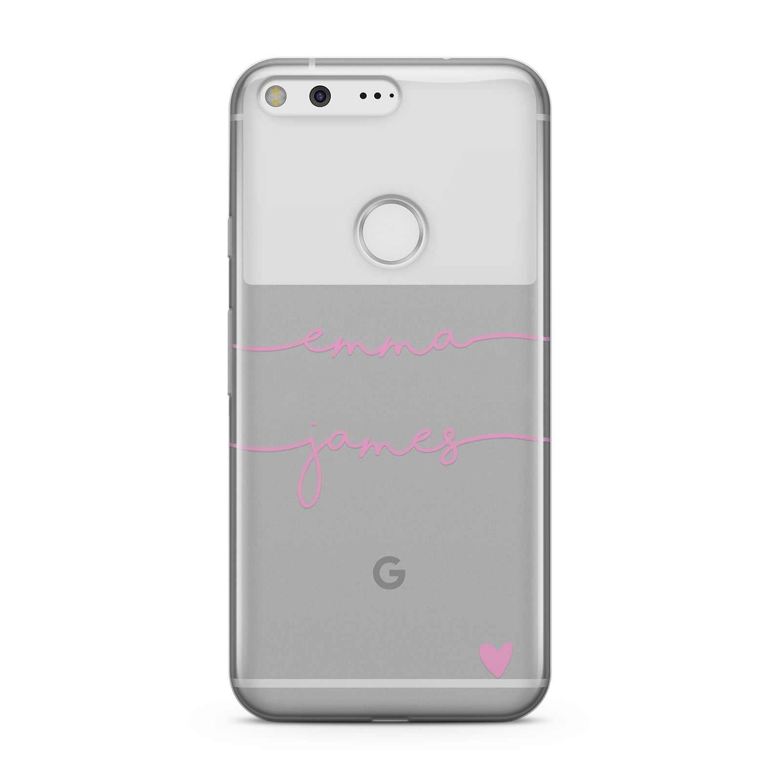 Personalised Pink Couples Two Names Heart Google Case