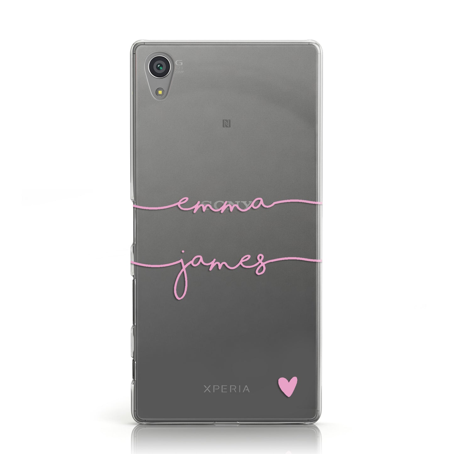 Personalised Pink Couples Two Names Heart Sony Xperia Case