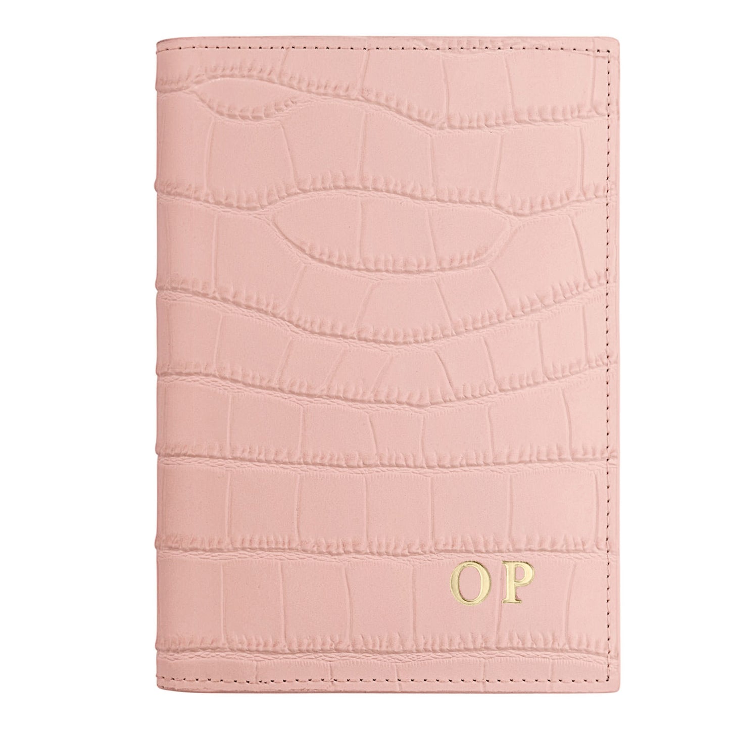Personalised Pink Croc Leather Passport Holder