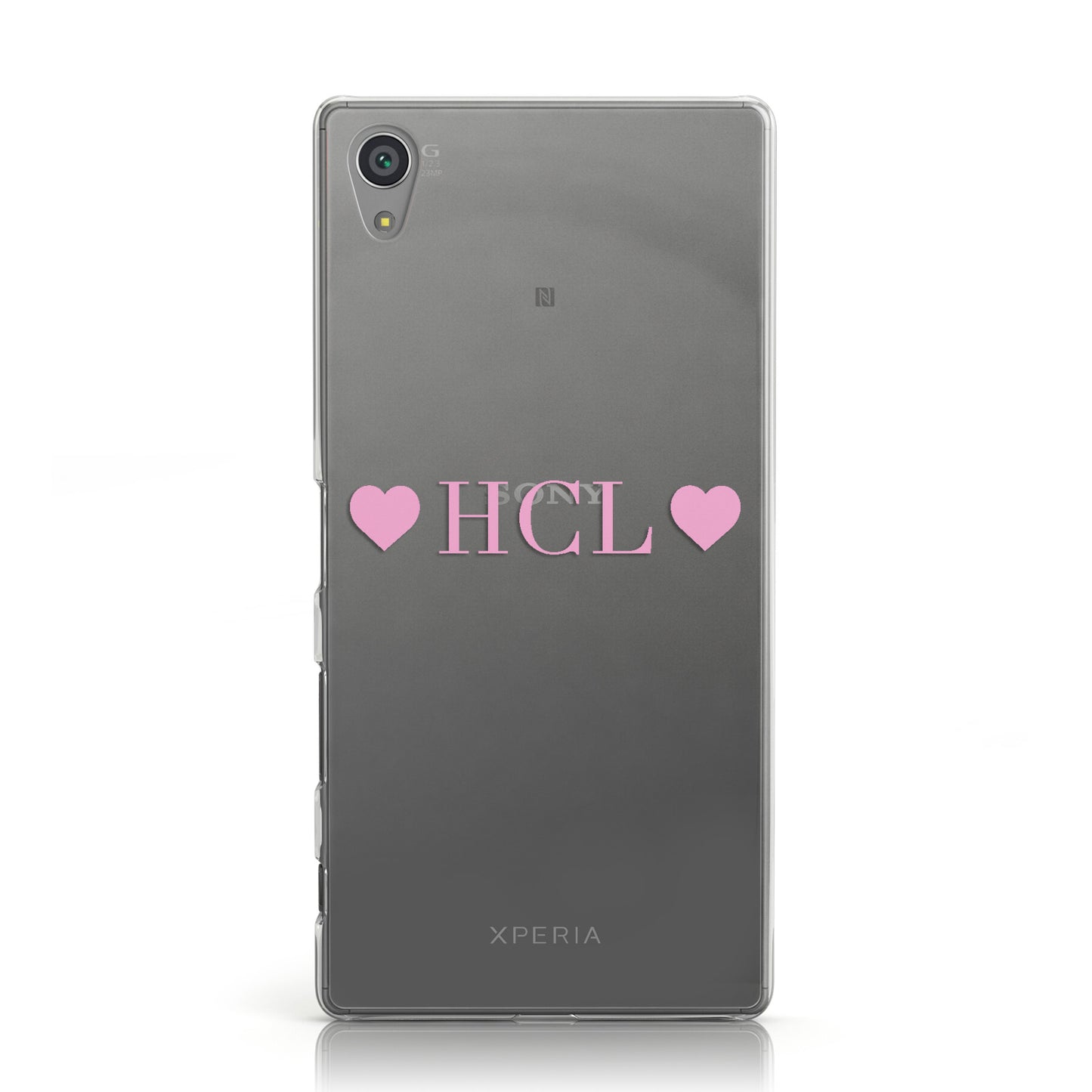 Personalised Pink Initials & 2 Hearts Clear Sony Xperia Case