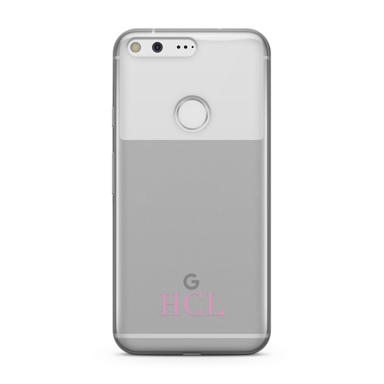 Personalised Pink Initials Bottom Clear Custom Google Case