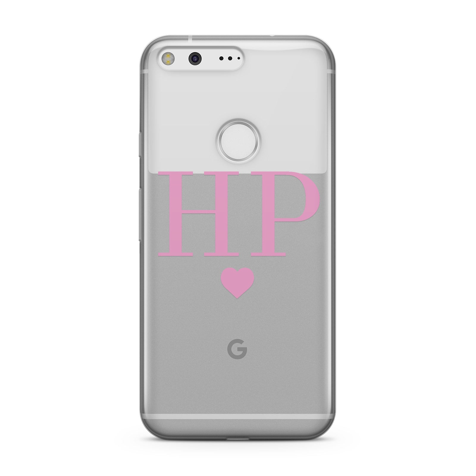 Personalised Pink Initials & Heart Clear Google Case