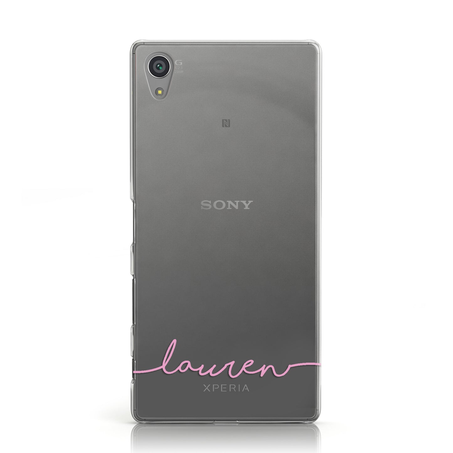 Personalised Pink Name Handwriting Clear Custom Sony Xperia Case