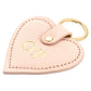 Personalised Pink Saffiano Leather Heart Key Ring Side Angle