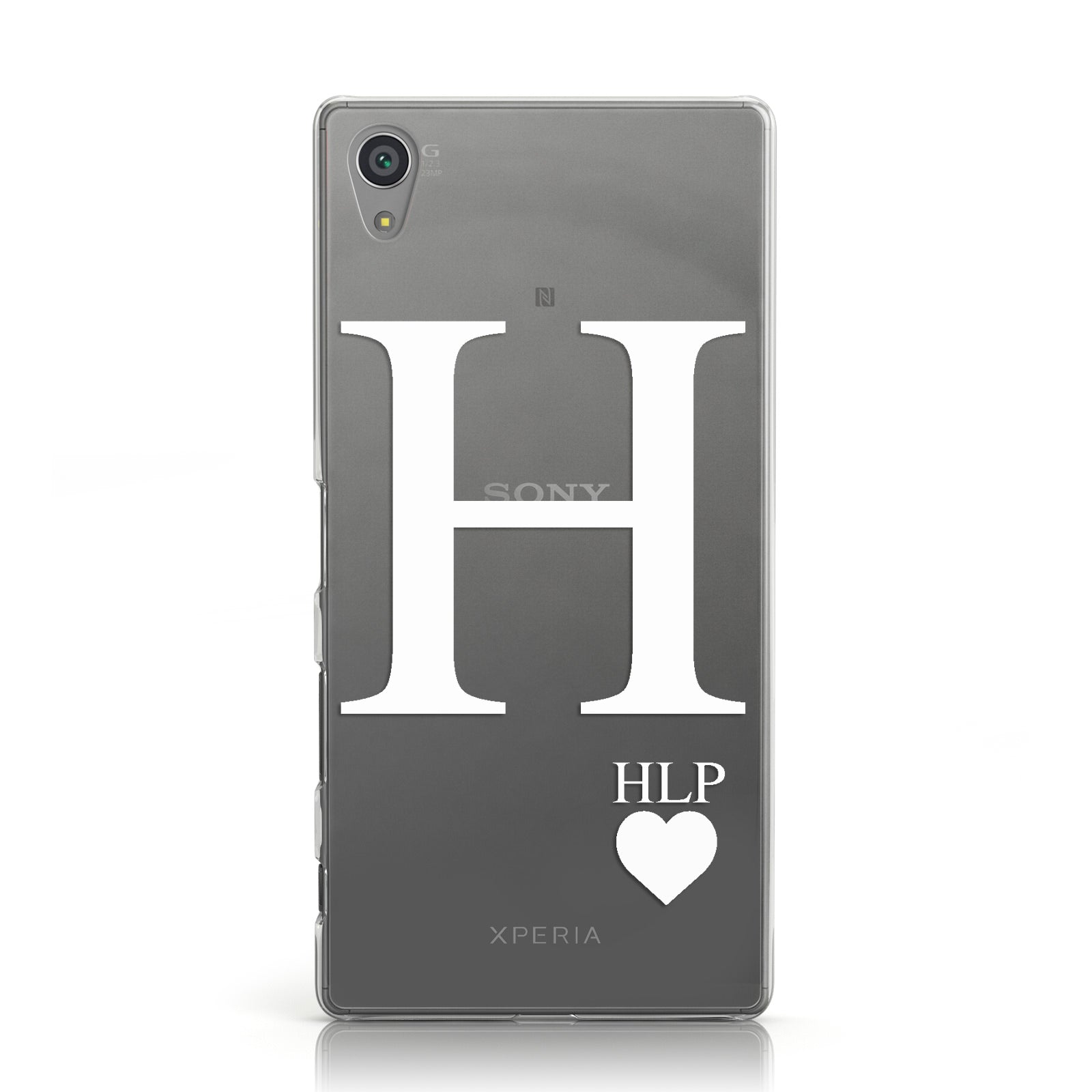 Personalised White Big Initial & 3 Small Clear Sony Xperia Case