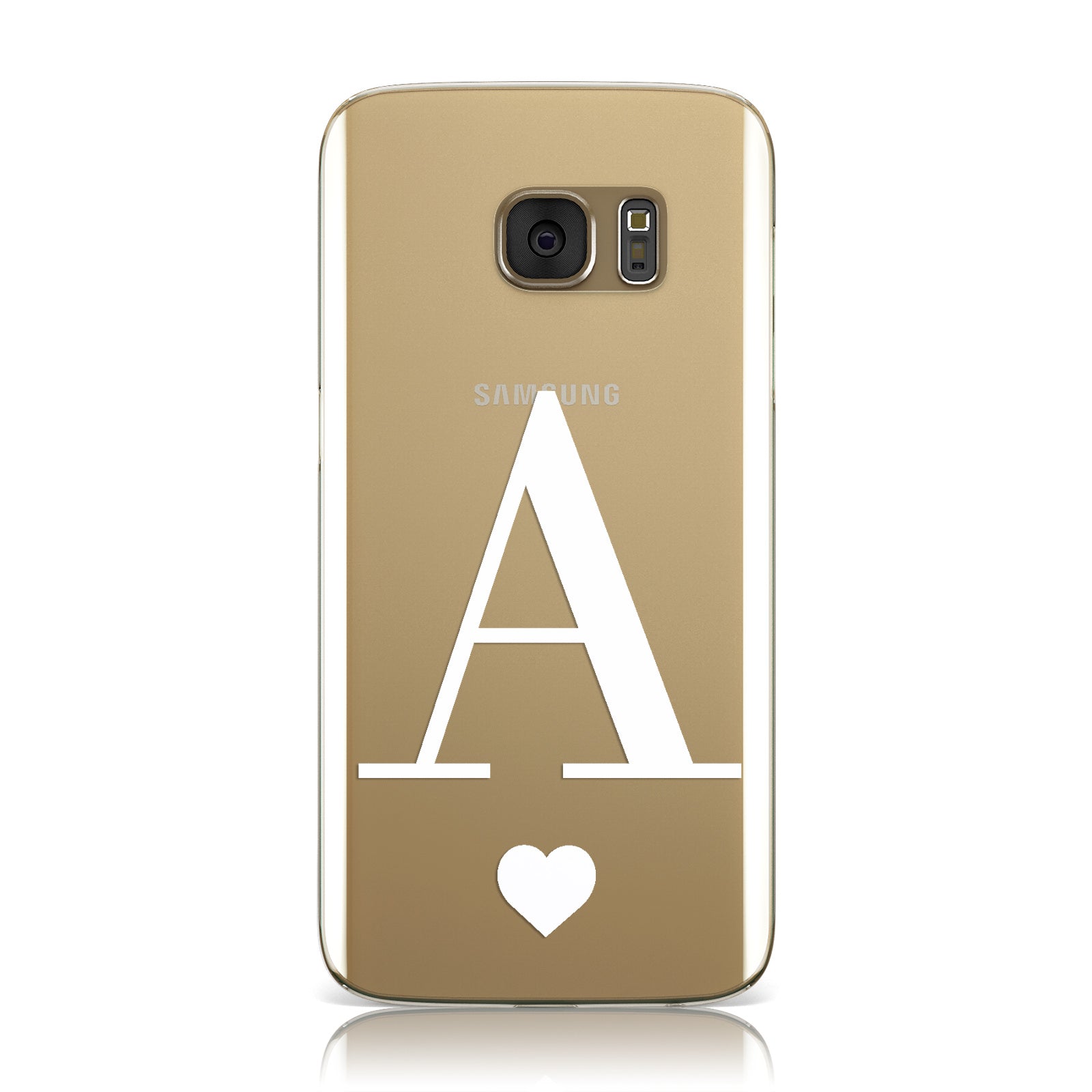 Personalised White Big Initial & Heart Clear Samsung Galaxy Case