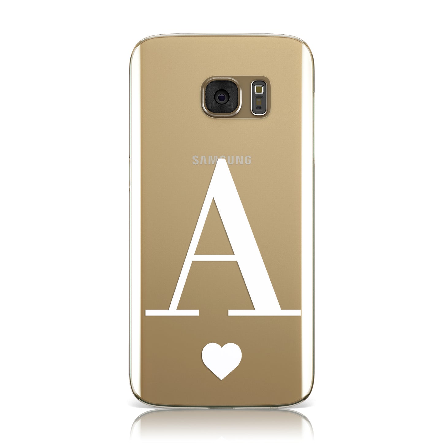 Personalised White Big Initial & Heart Clear Samsung Galaxy Case