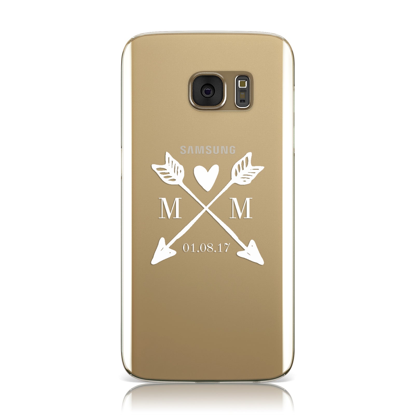 Personalised White Couples Date Initials Clear Samsung Galaxy Case