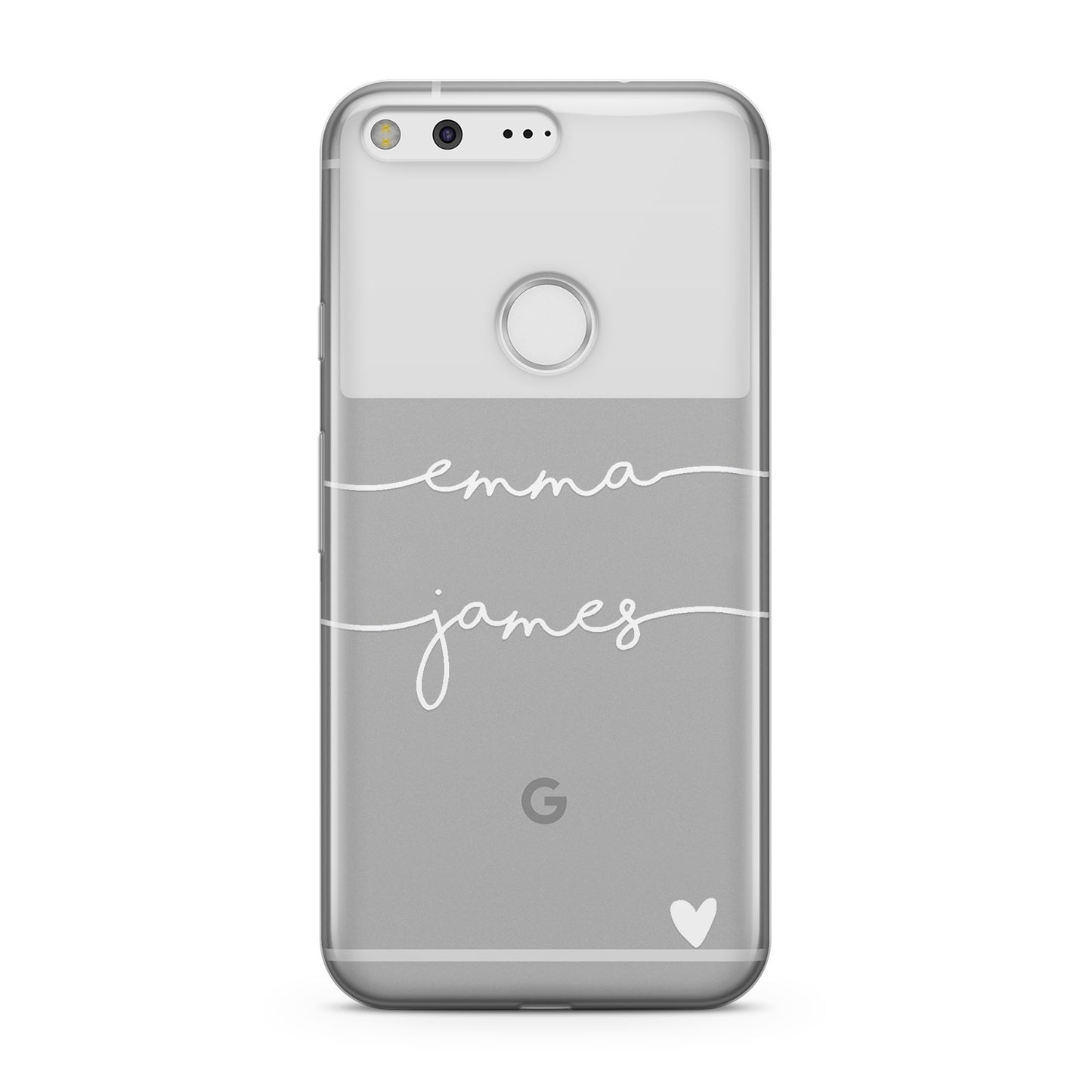 Personalised White Couples Two Names Heart Google Case