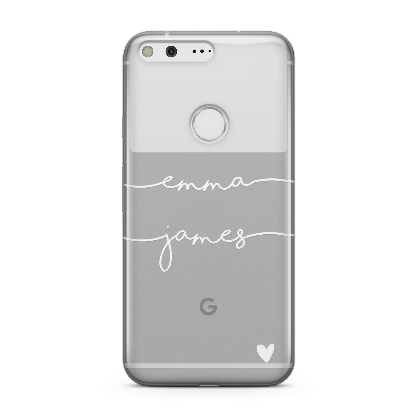 Personalised White Couples Two Names Heart Google Case
