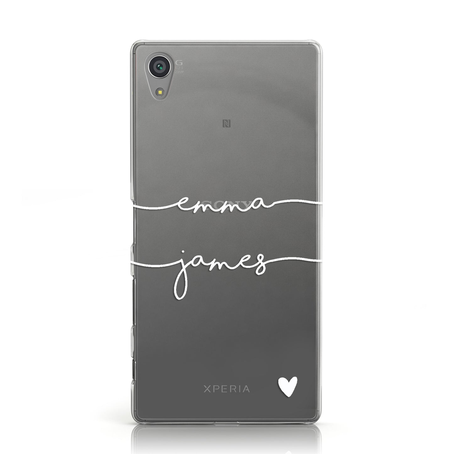 Personalised White Couples Two Names Heart Sony Xperia Case