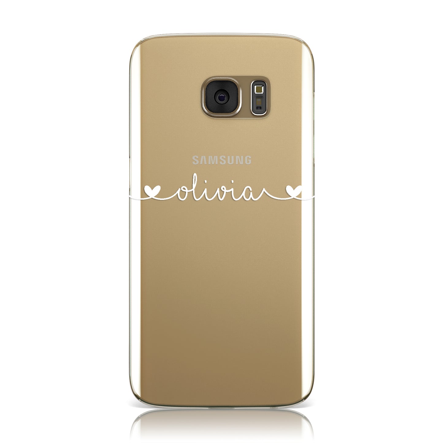 Personalised White Handwritten Name Hearts Clear Samsung Galaxy Case