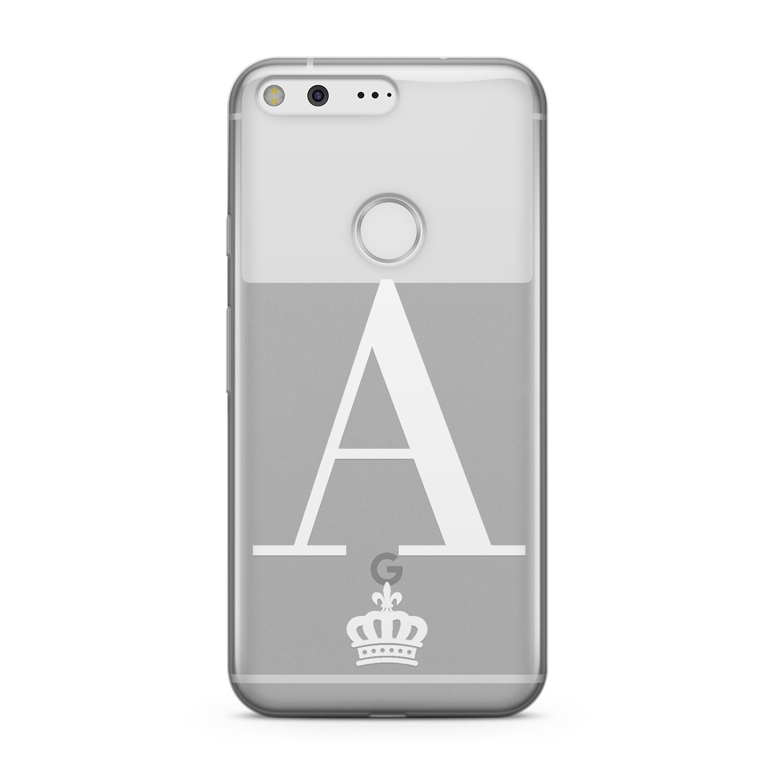 Personalised White Initial & Crown Clear Google Case