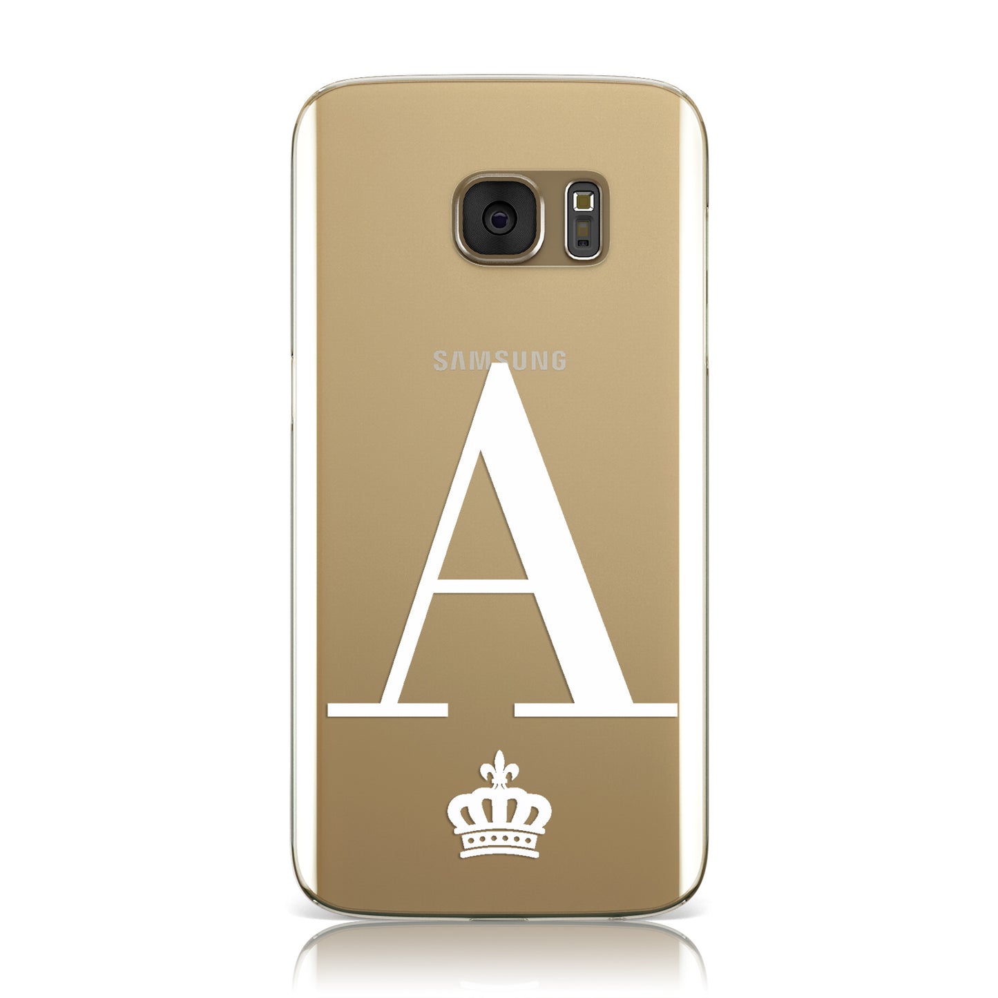 Personalised White Initial & Crown Clear Samsung Galaxy Case