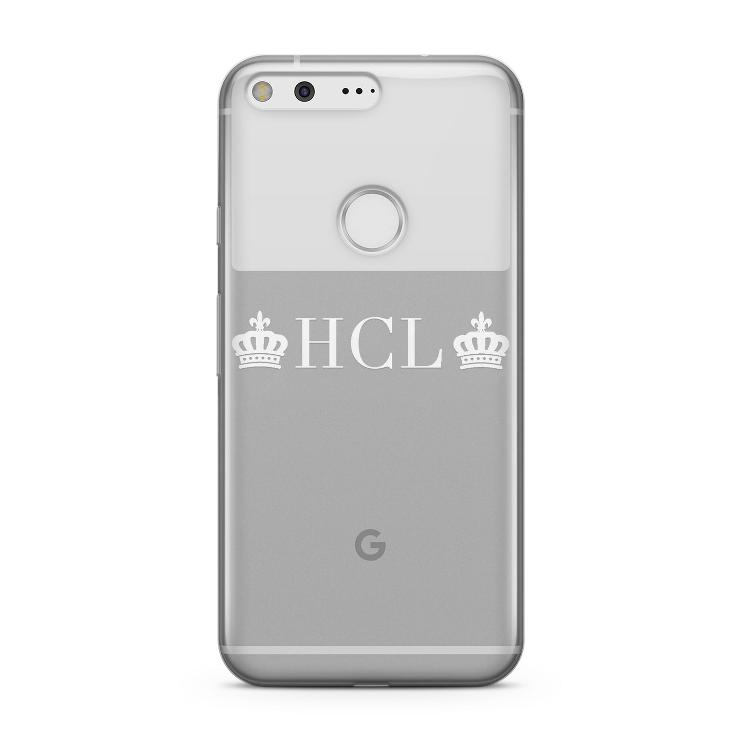 Personalised White Initials & 2 Crowns Clear Google Case