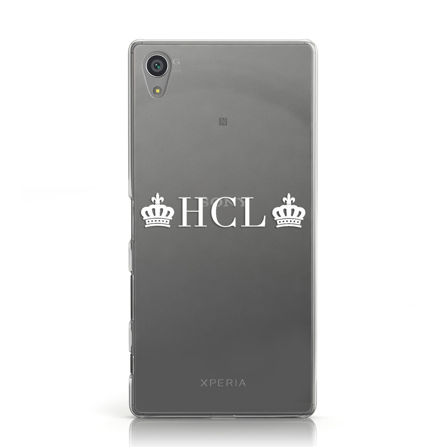 Personalised White Initials & 2 Crowns Clear Sony Xperia Case