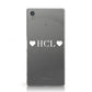 Personalised White Initials & 2 Hearts Clear Sony Xperia Case