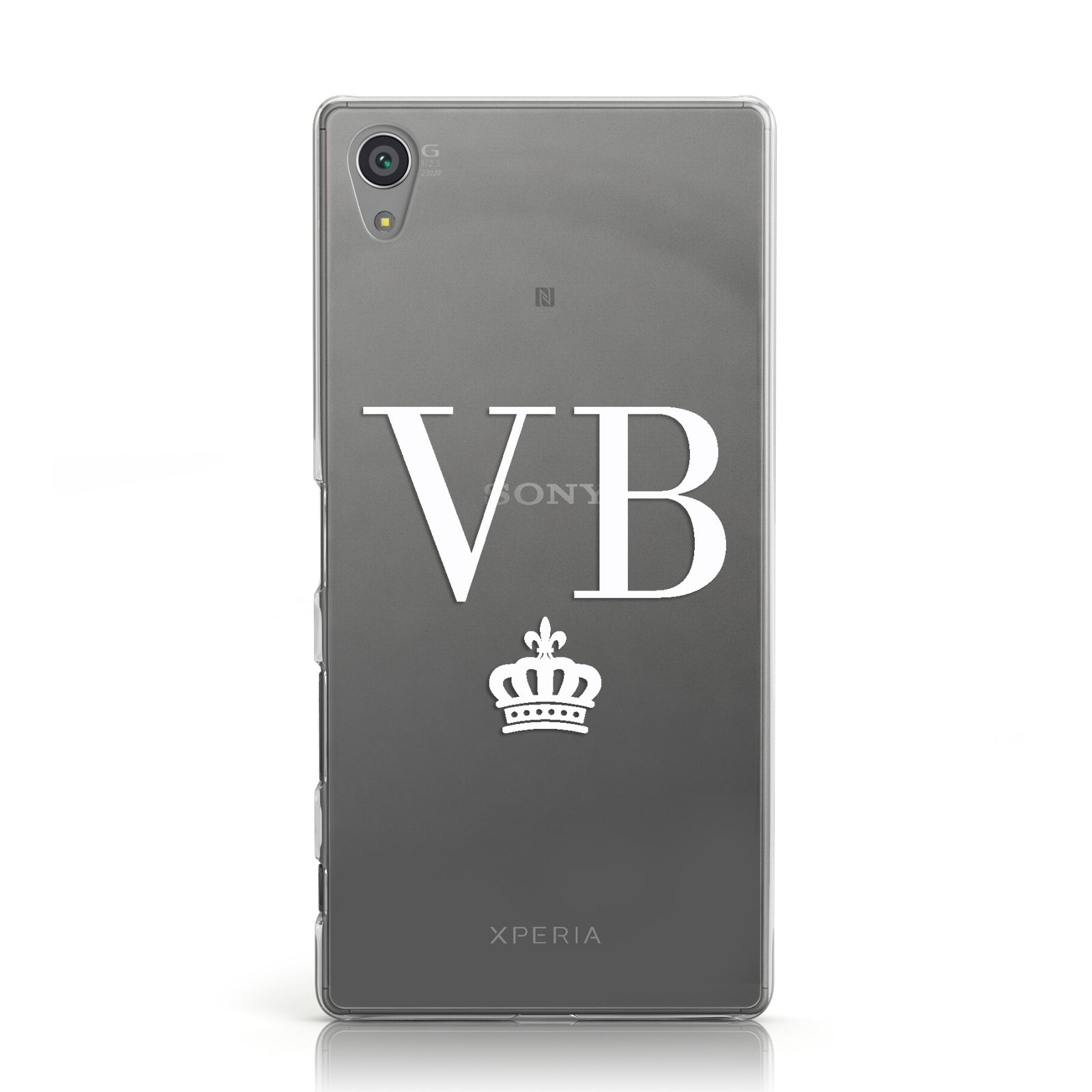Personalised White Initials & Crown Clear Sony Xperia Case