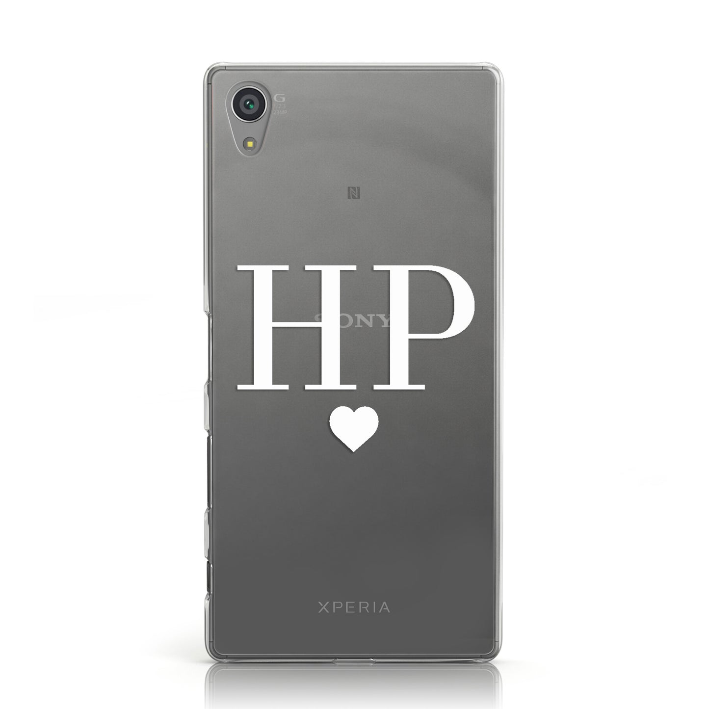 Personalised White Initials & Heart Clear Sony Xperia Case