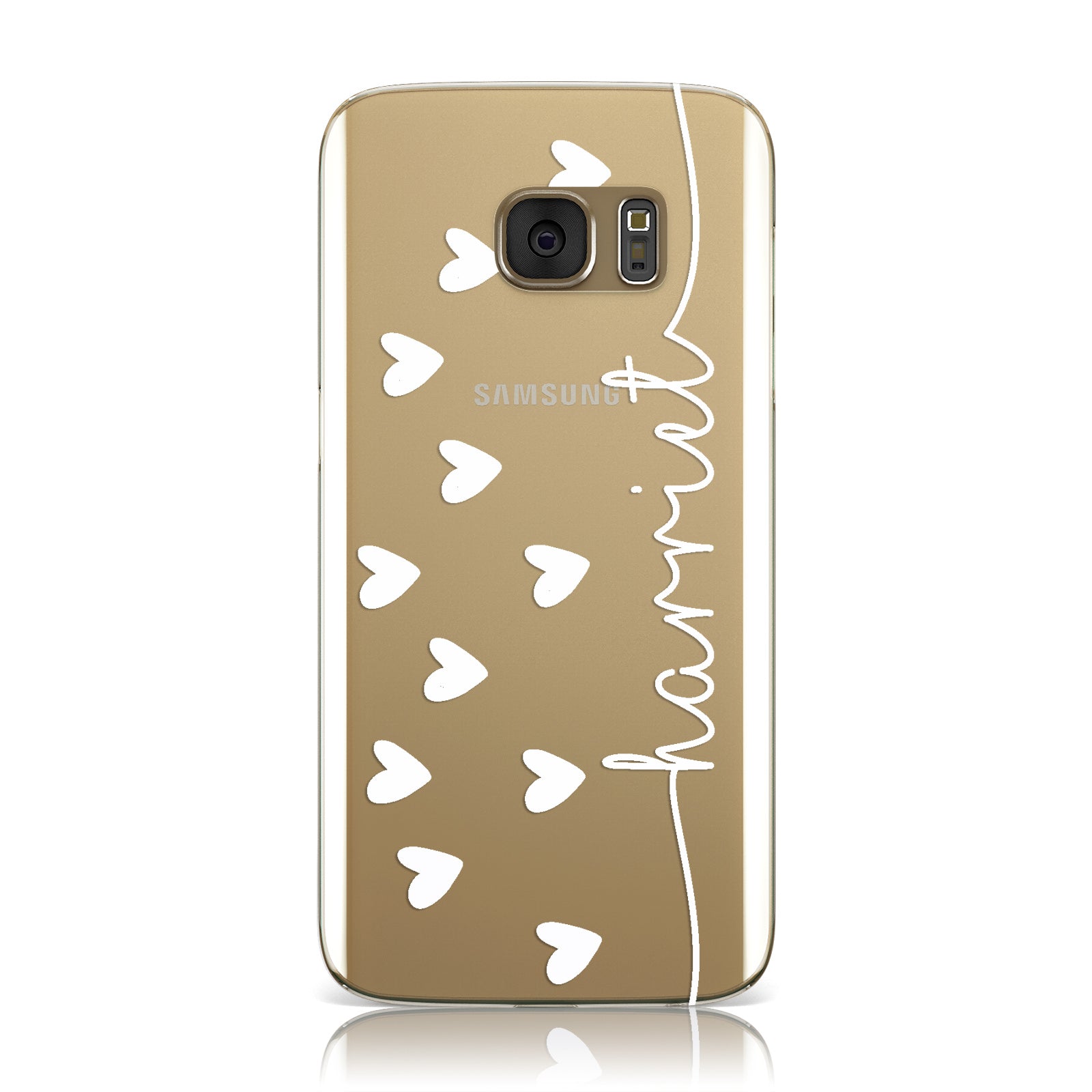 Personalised White Name Love Hearts Clear Samsung Galaxy Case