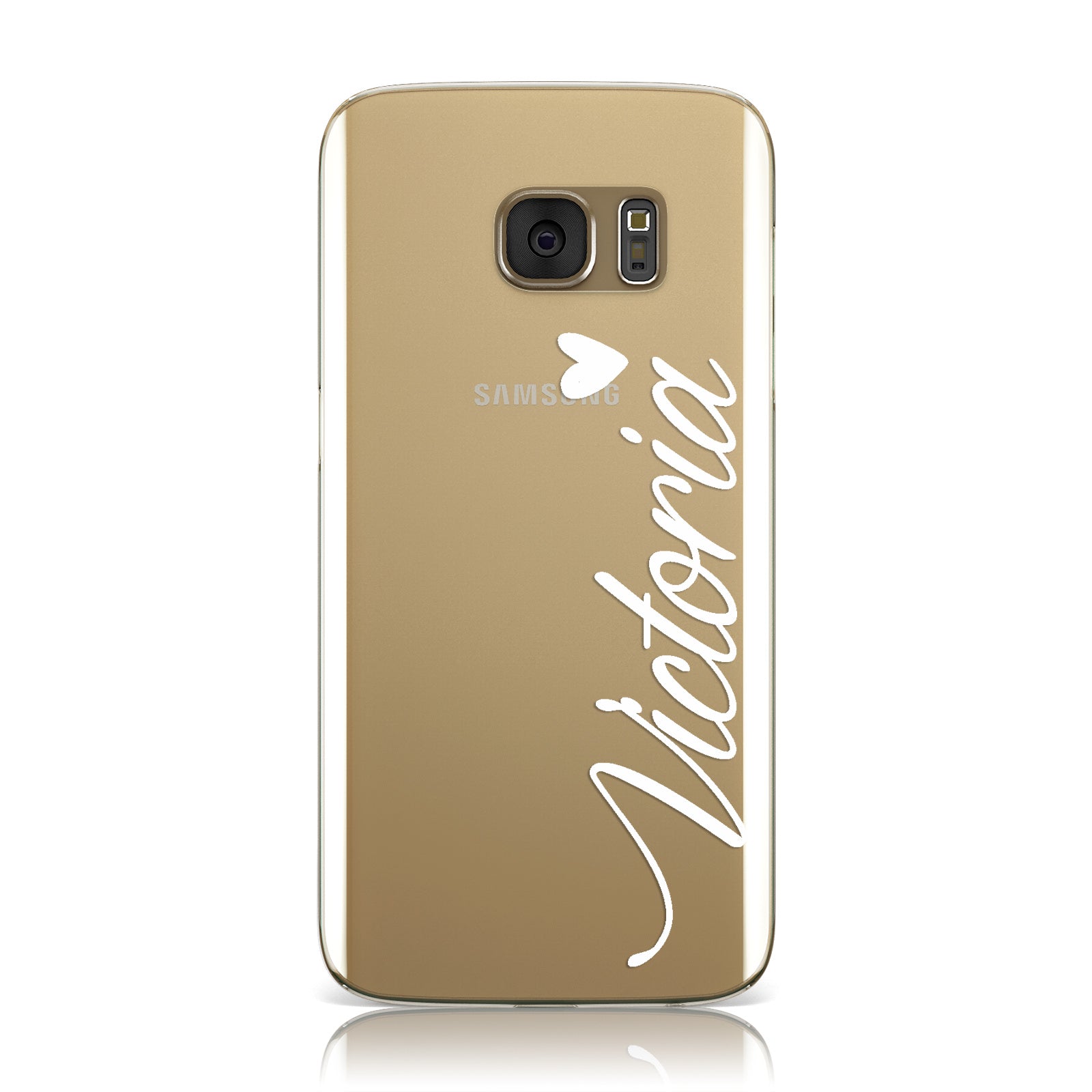 Personalised White Script Name & Heart Clear Samsung Galaxy Case