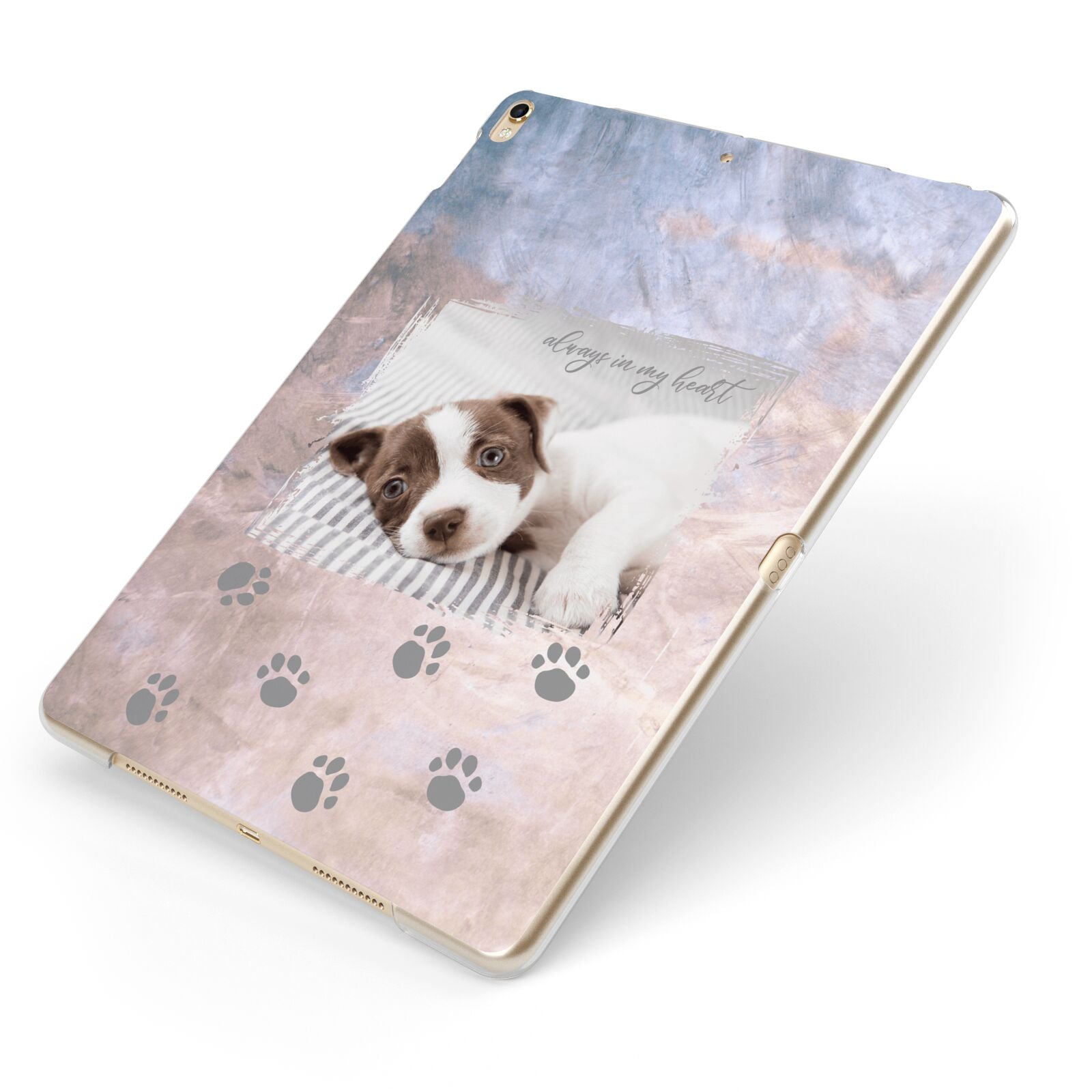 Pet Photo Personalised Apple iPad Case on Gold iPad Side View